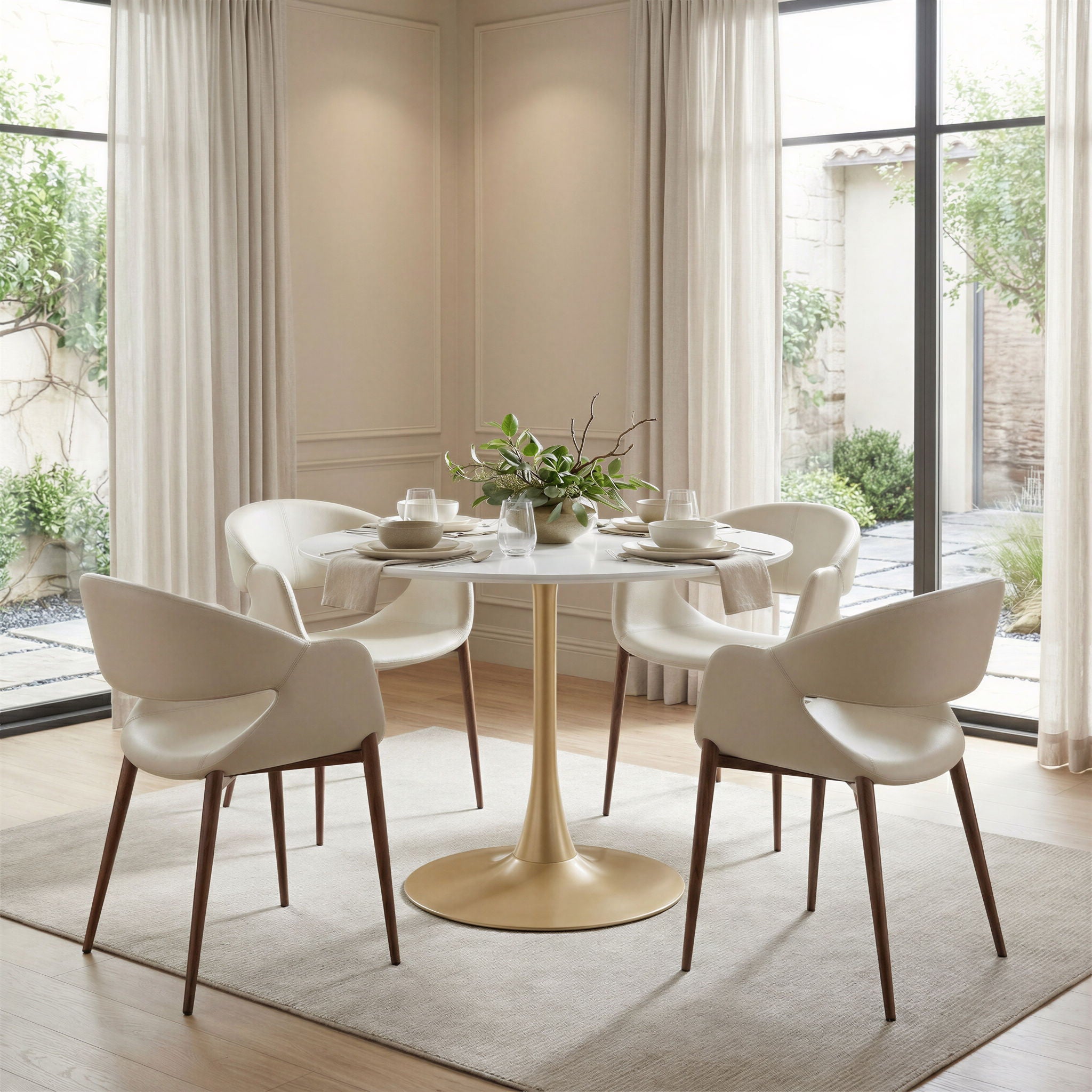 Opus - Dining Table - White / Gold