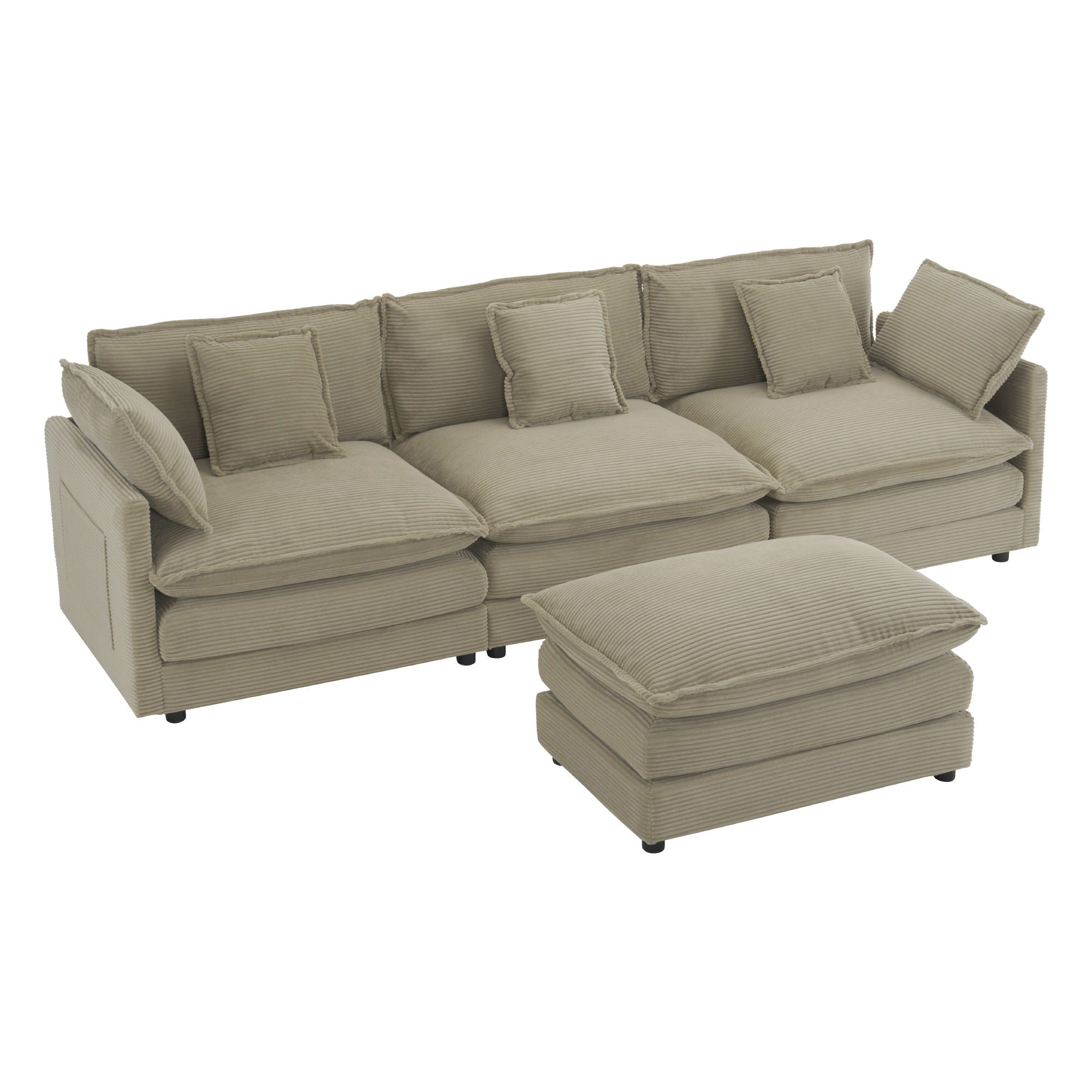 Modern Modular Sectional Sofa With Side Storage Pockets For Living Room