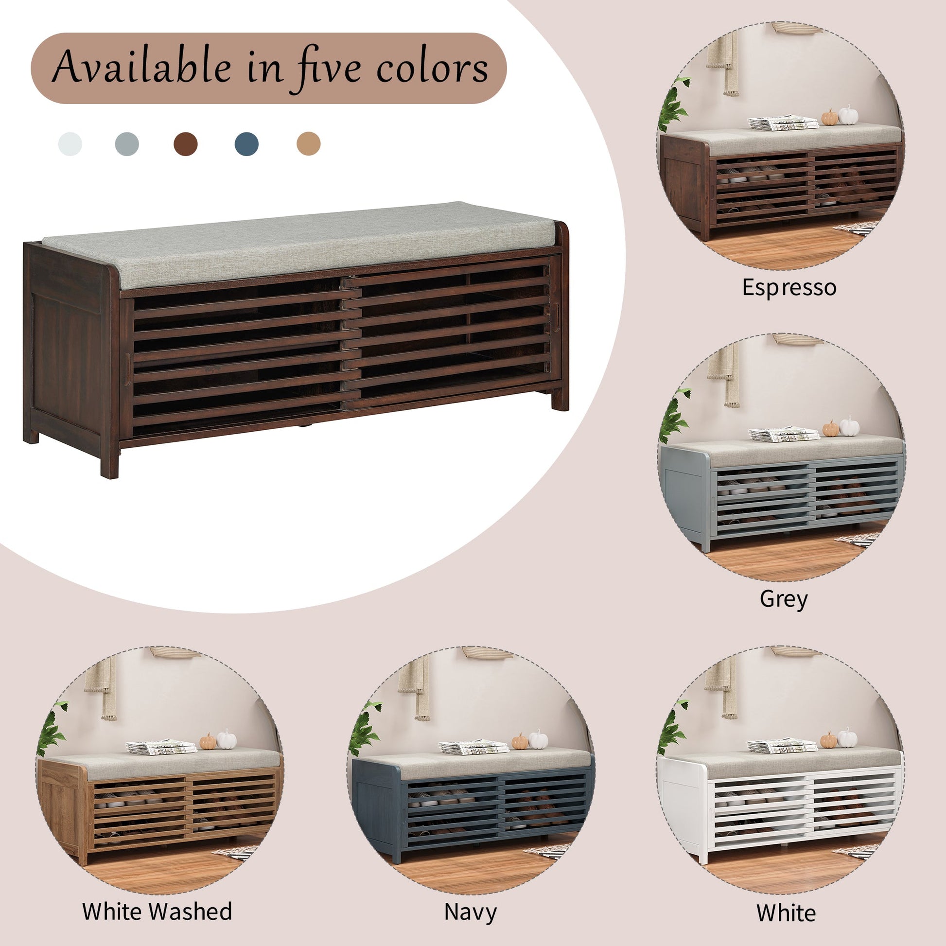 Shoe Bench with Storage and Cushion (Espresso) - Best Buy Furniture