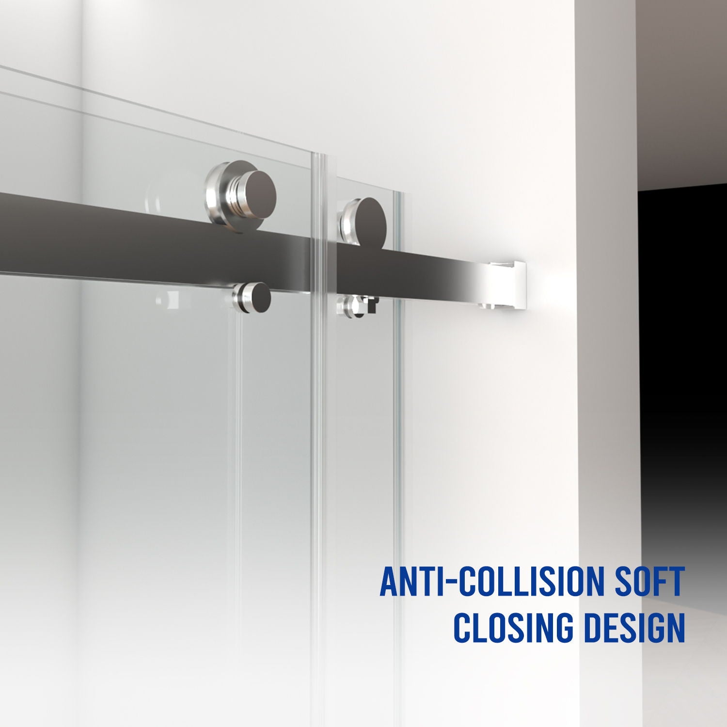 Frameless Shower Door, Double Sliding Shower Door, Clear Tempered Glass Shower Enclosure With Square Rail, Double Side Easy Clean Coat, Finished With Buffer