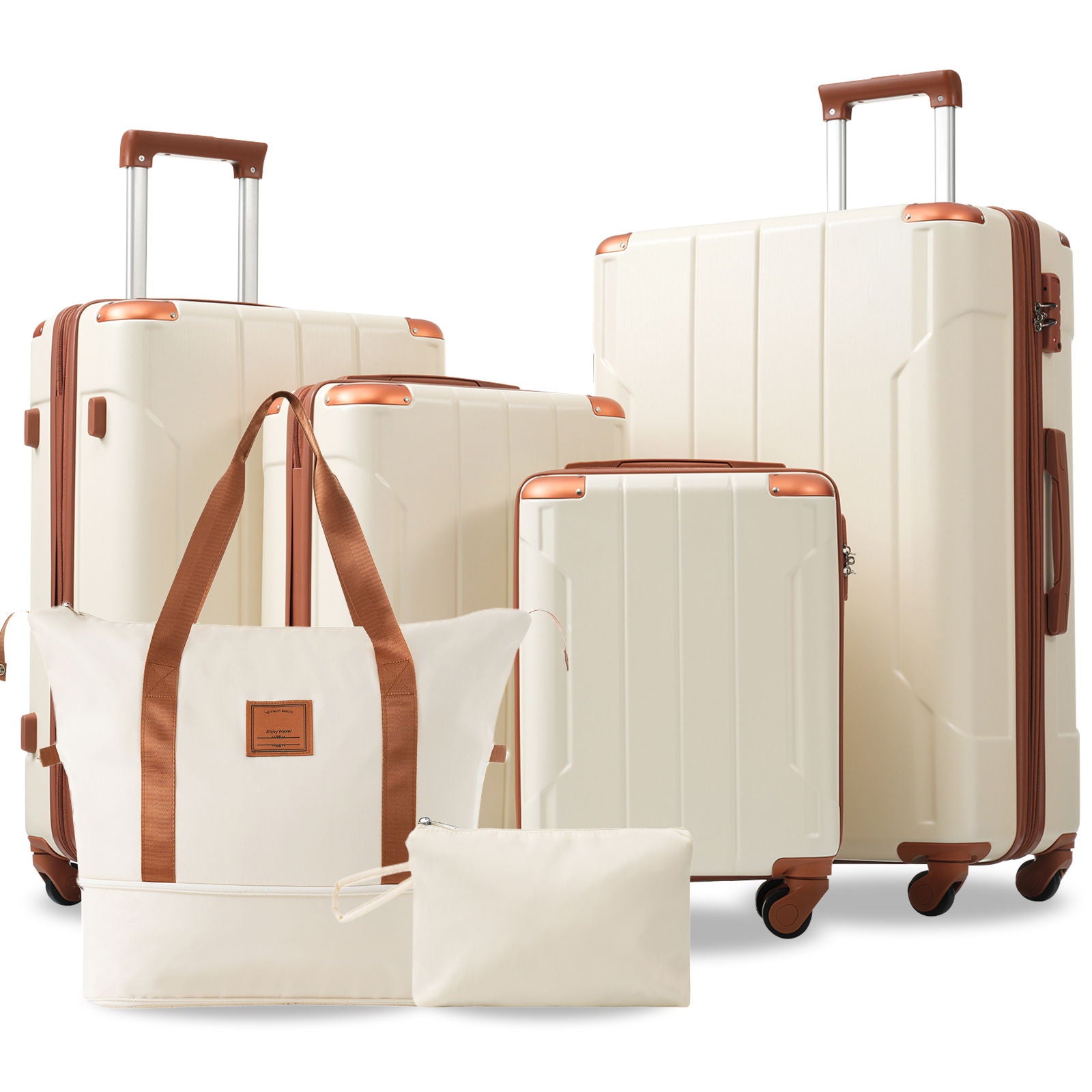 Hardshell Luggage 6 Piece Suitcase Set, Expandable Lightweight Suitcases With Wheels, Tsa Lock
