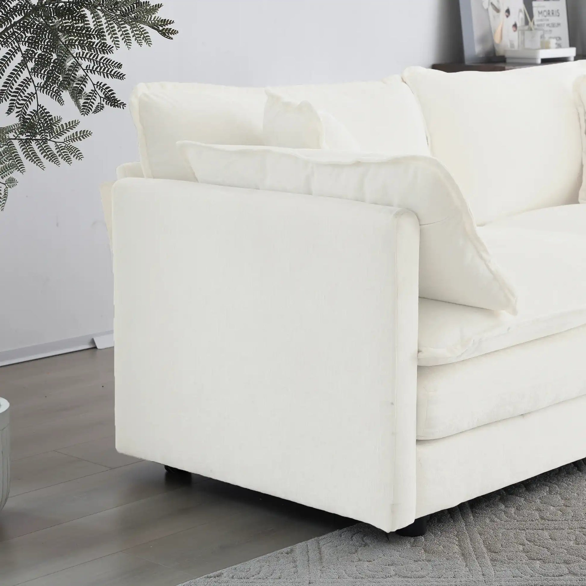 5-Seater U-Shaped Convertible Sofa with Reversible Footrest, Modern White - Best Buy Furniture