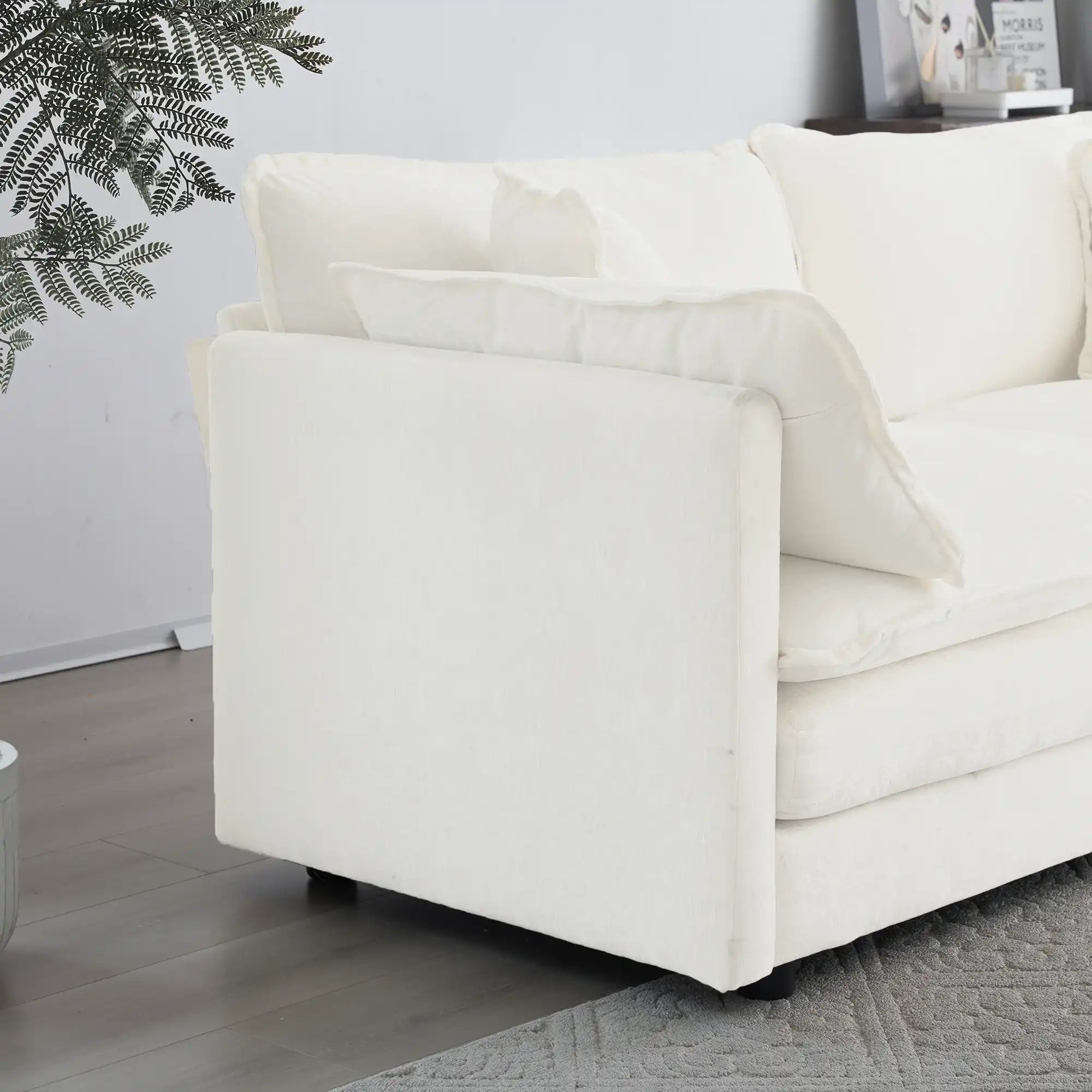 5-Seater U-Shaped Convertible Sofa with Reversible Footrest, Modern White - Best Buy Furniture