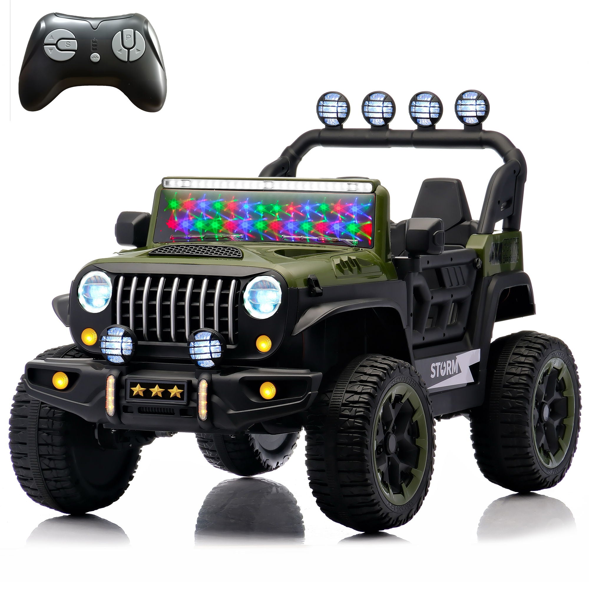 Electric Car With Remote Control, Colorful LED Lights, USB & MP3
