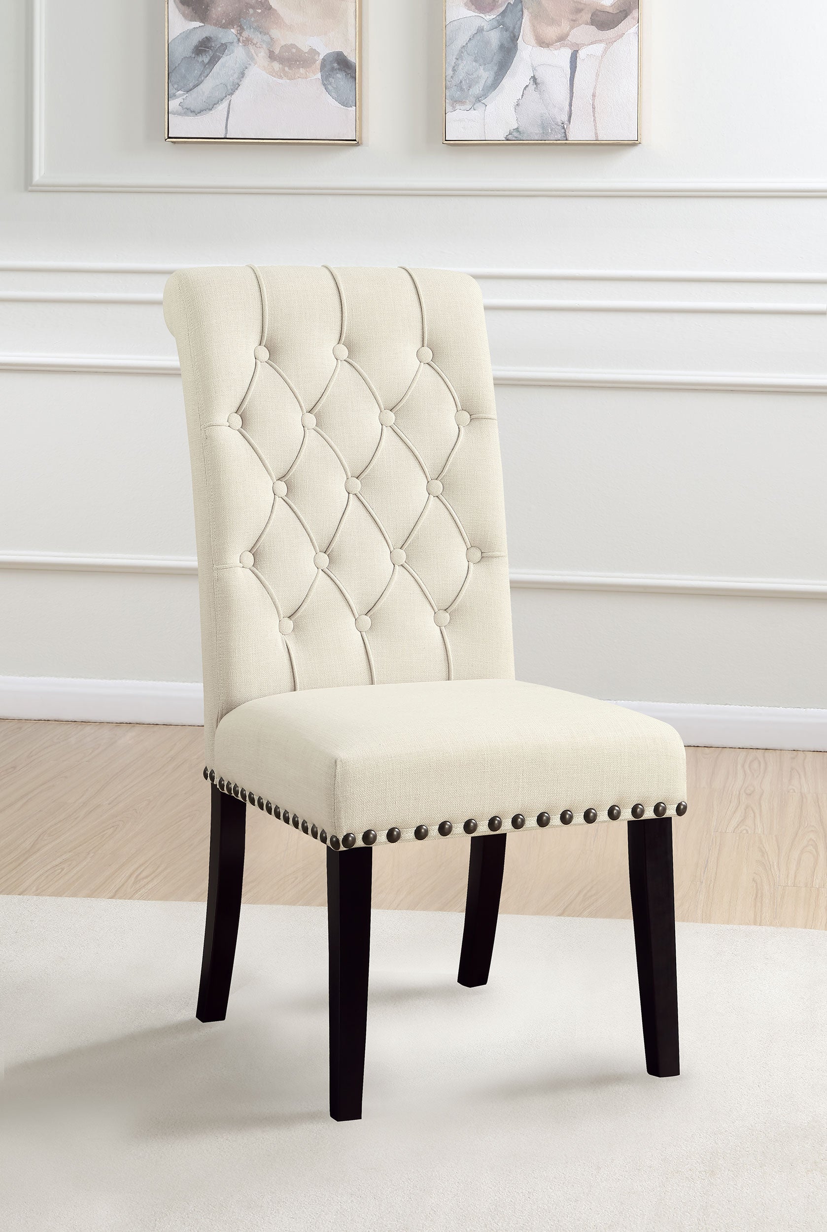 Alana Fabric Upholstered Dining Side Chair Beige (Set of 2)-CoasterEveryday
