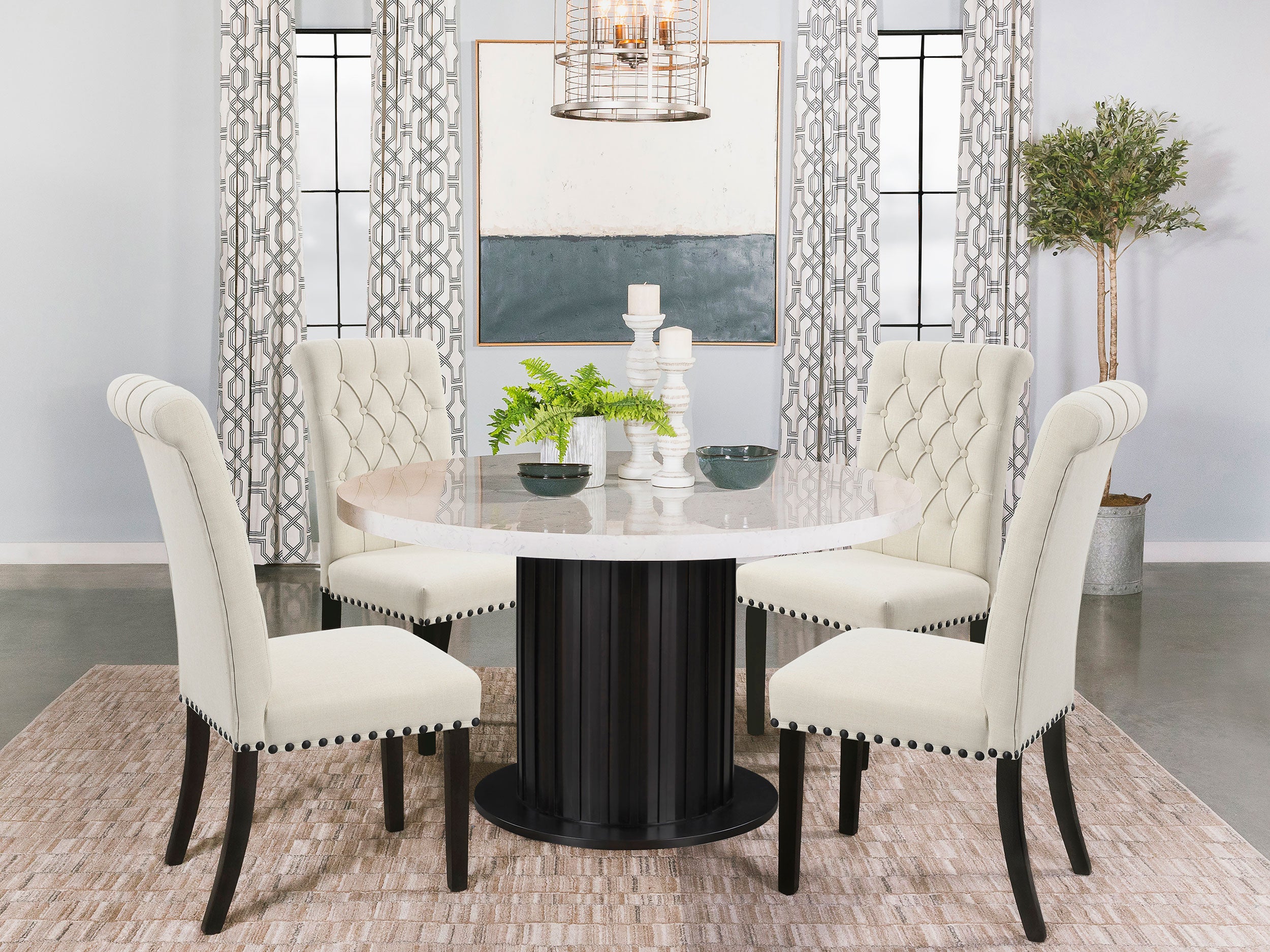 Alana Fabric Upholstered Dining Side Chair Beige (Set of 2)-CoasterEveryday