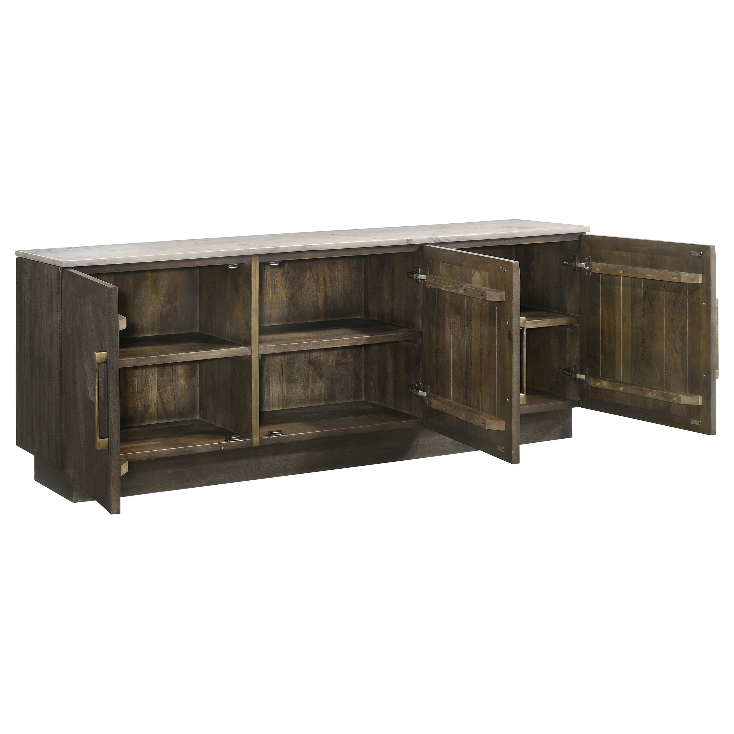 Dennis 3-door Marble Top Sideboard Buffet Tobacco Grey-