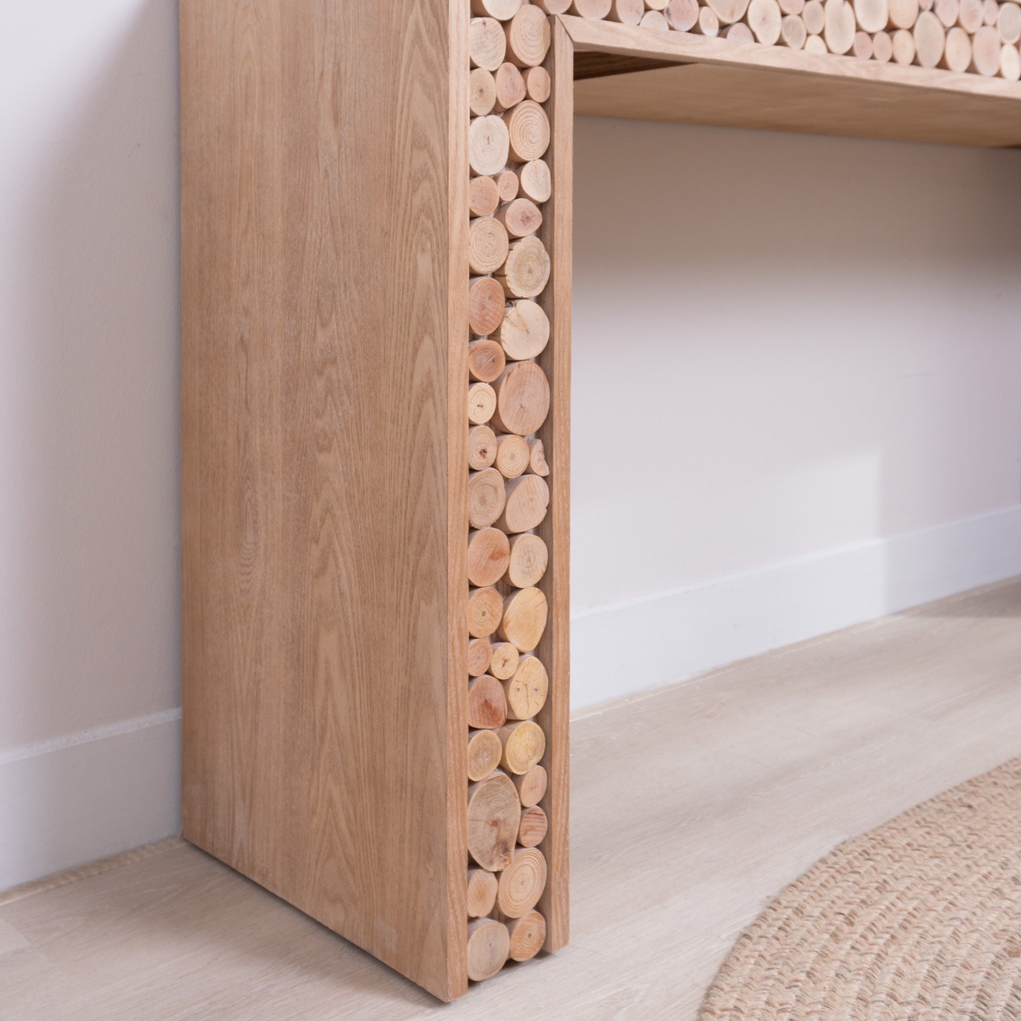 Rustic Wood Console Table with Natural Log Accents – 62 Entryway Table, Narrow Sofa Table, Hallway Accent Table – Modern Farmhouse Style