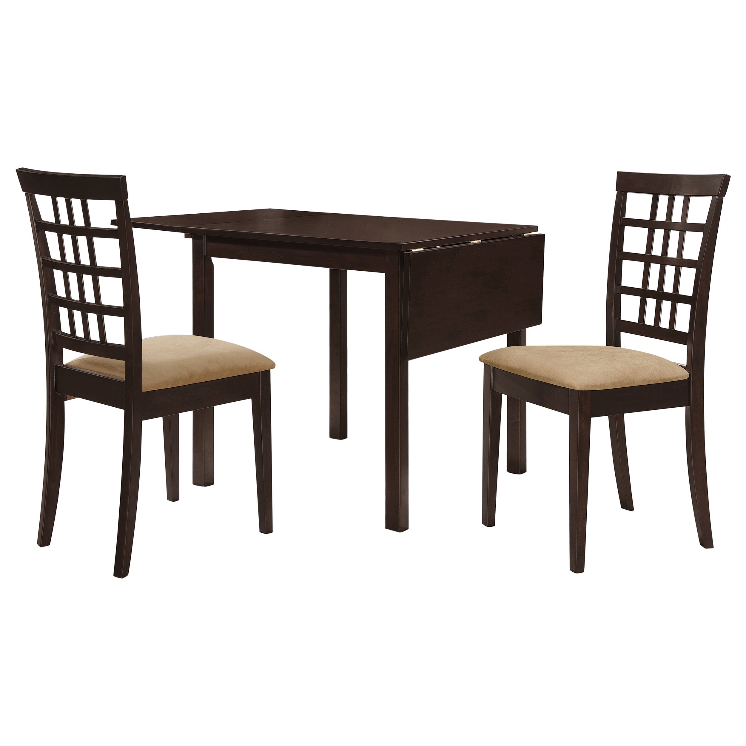 Kelso 3-piece Drop Leaf Dining Table Set Cappuccino and Tan-CoasterEveryday