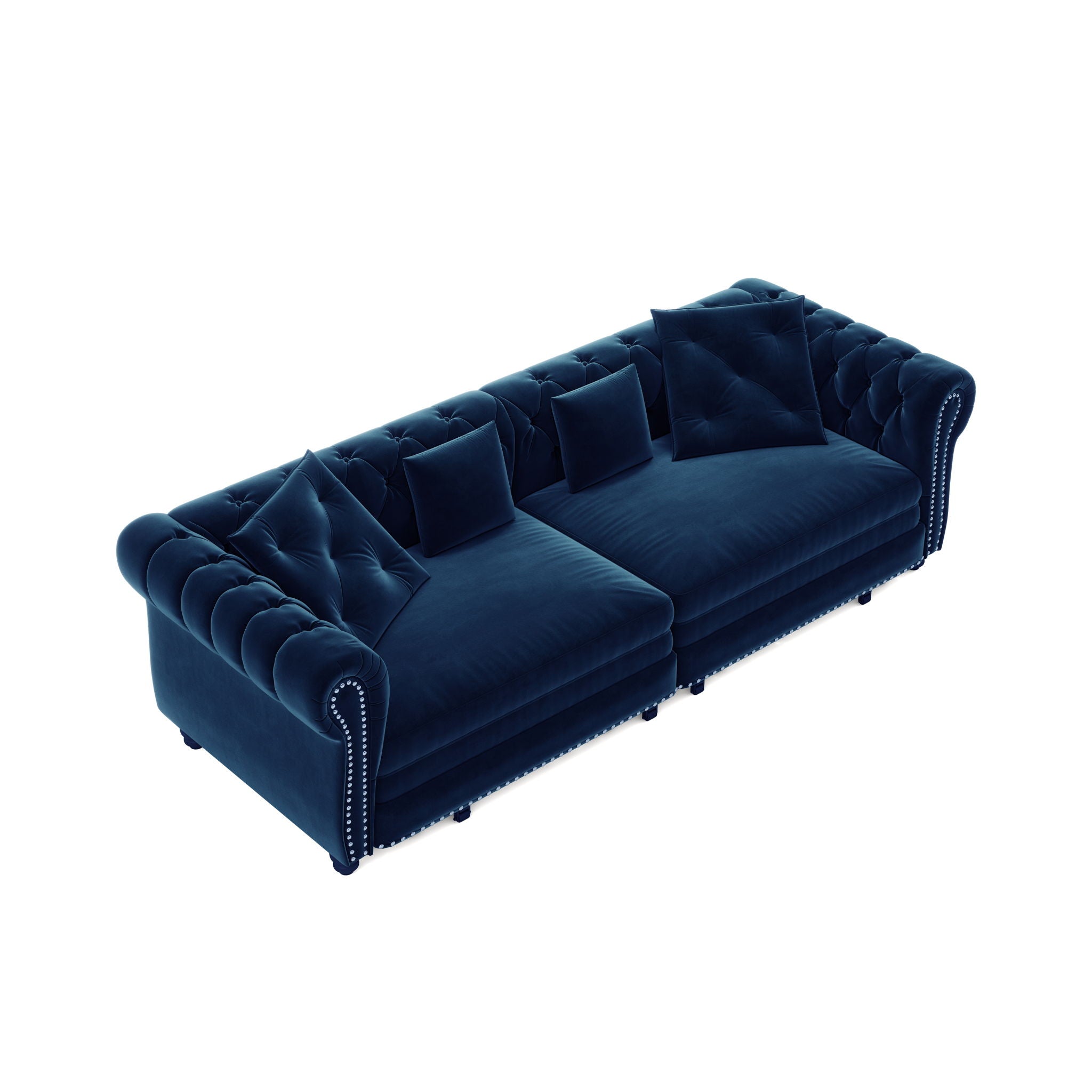 3 In 1 Pull Out Sofa Bed, Convertible Sleeper Sofa Bed, 3 Seater Sofa With Movable Ottoman - Blue