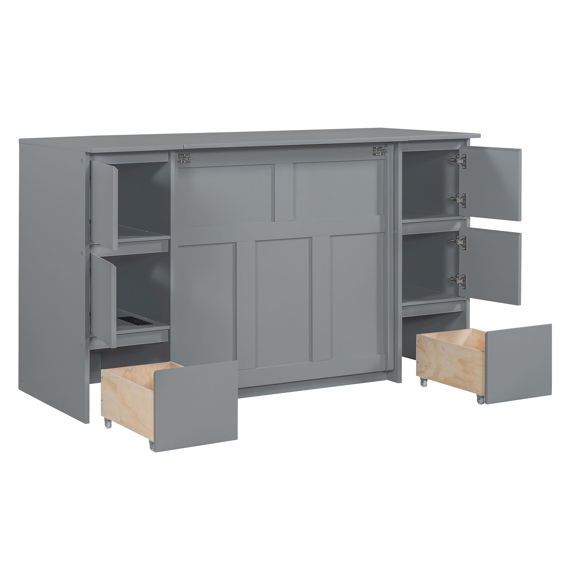 Murphy Bed With Drawers, Cabinets, And USB Ports