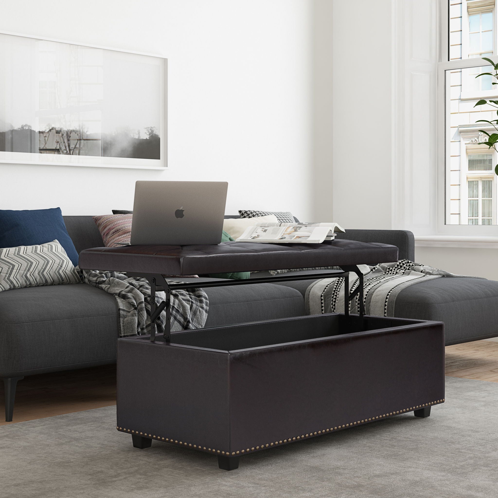 Hamilton - Upholstered Lift Top Rectangular Storage Ottoman - Best Buy Furniture