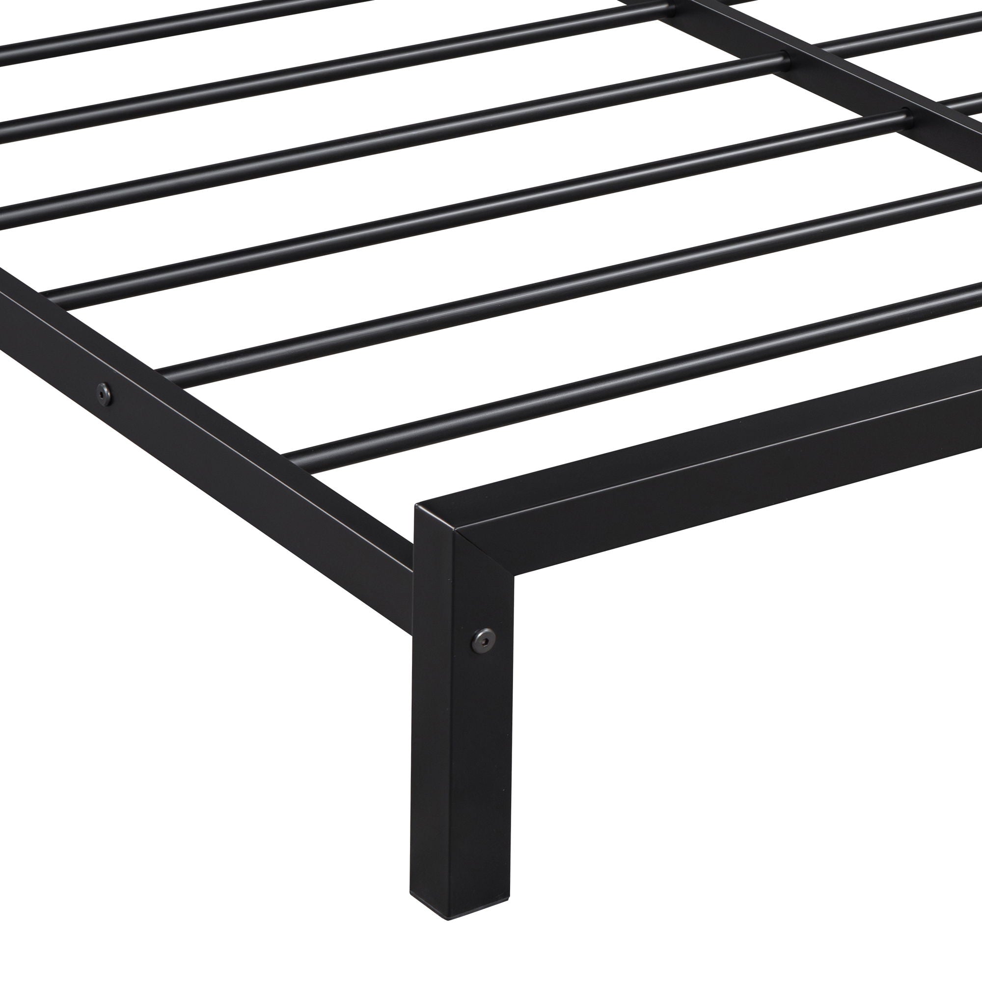 Metal Platform Bed With House-Shaped Headboard Design