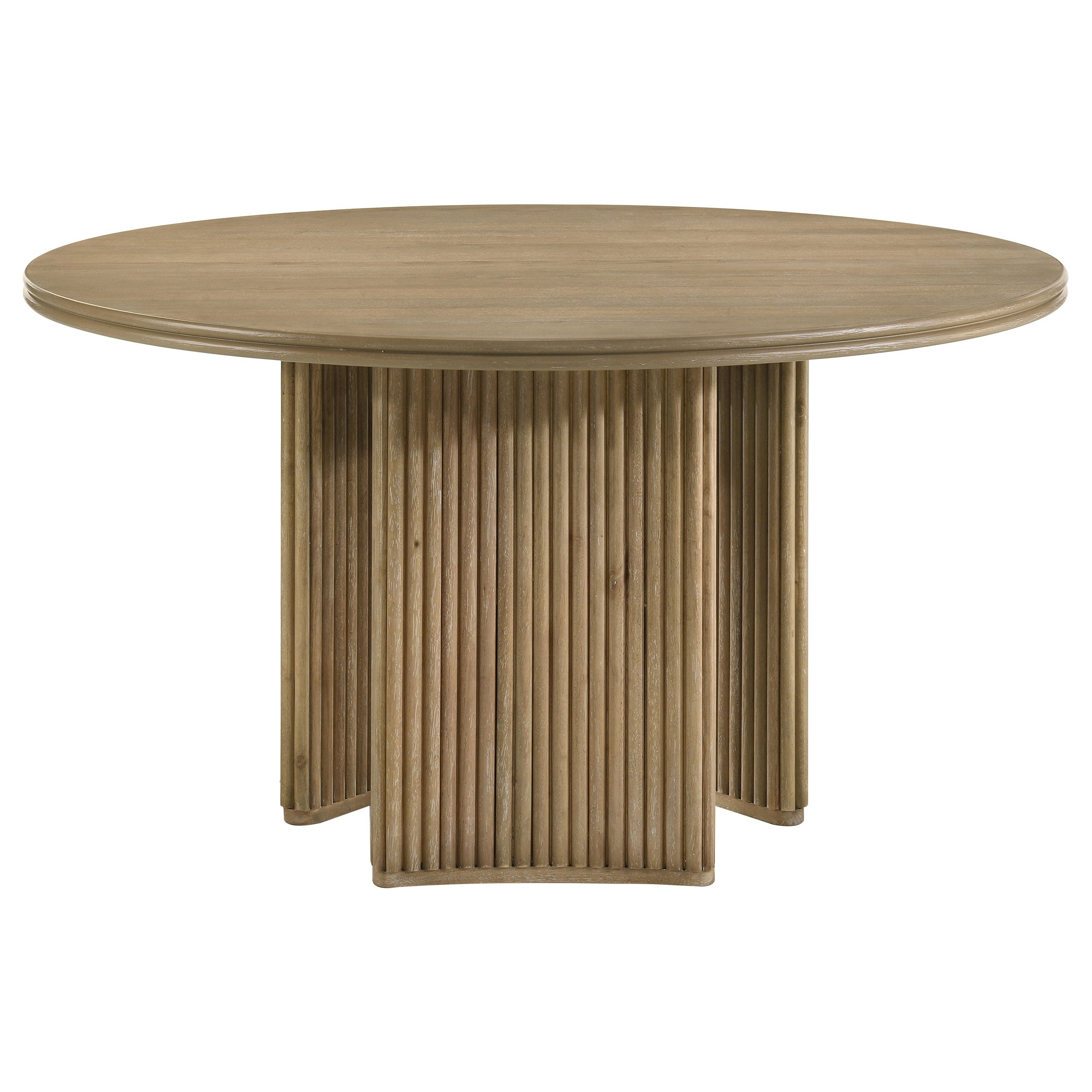 Adina 53-inch Round Wood Dining Table Distressed Light Brown-