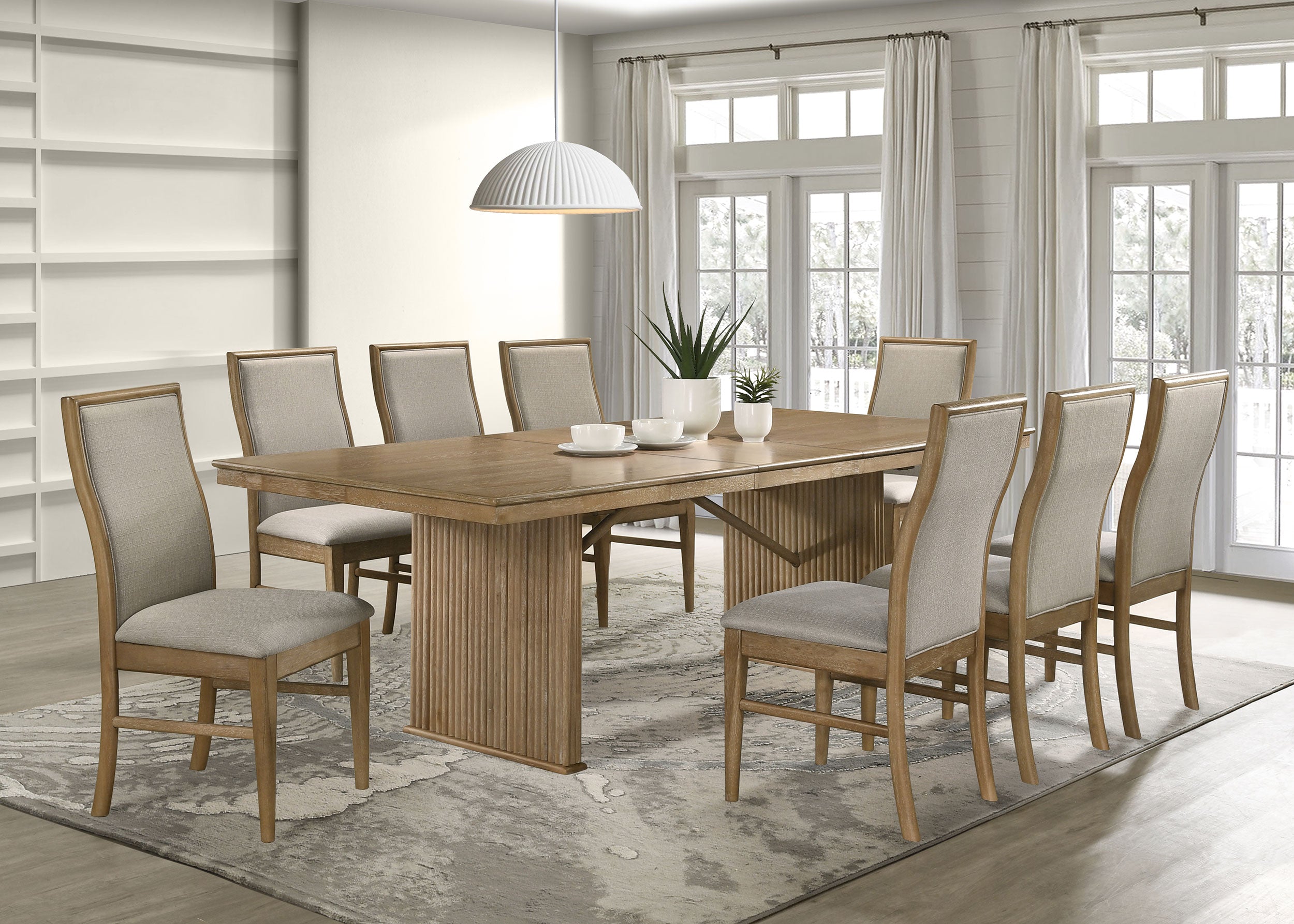 Adina 89-inch Extension Dining Table Distressed Light Brown-