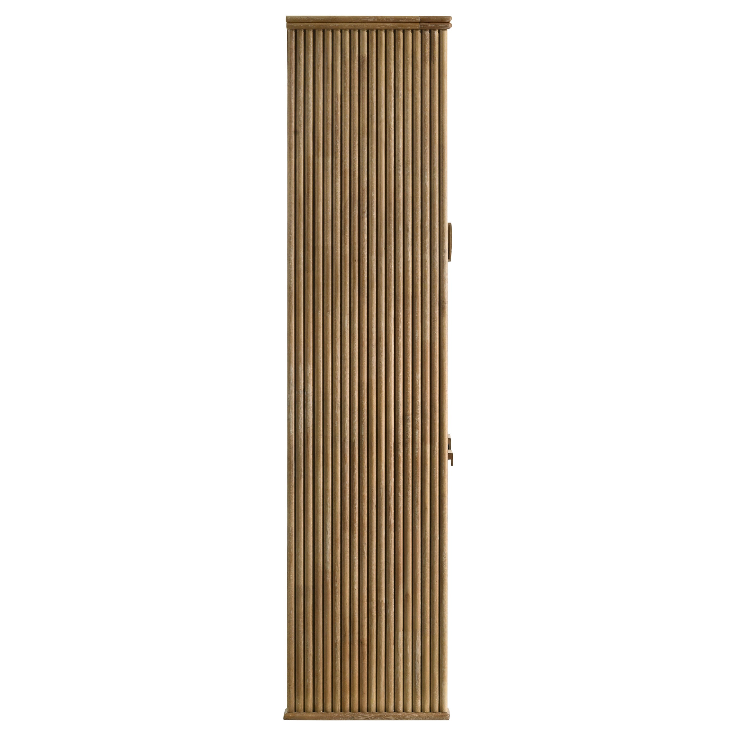 Adina 77-inch Tall Display Cabinet Distressed Light Brown-