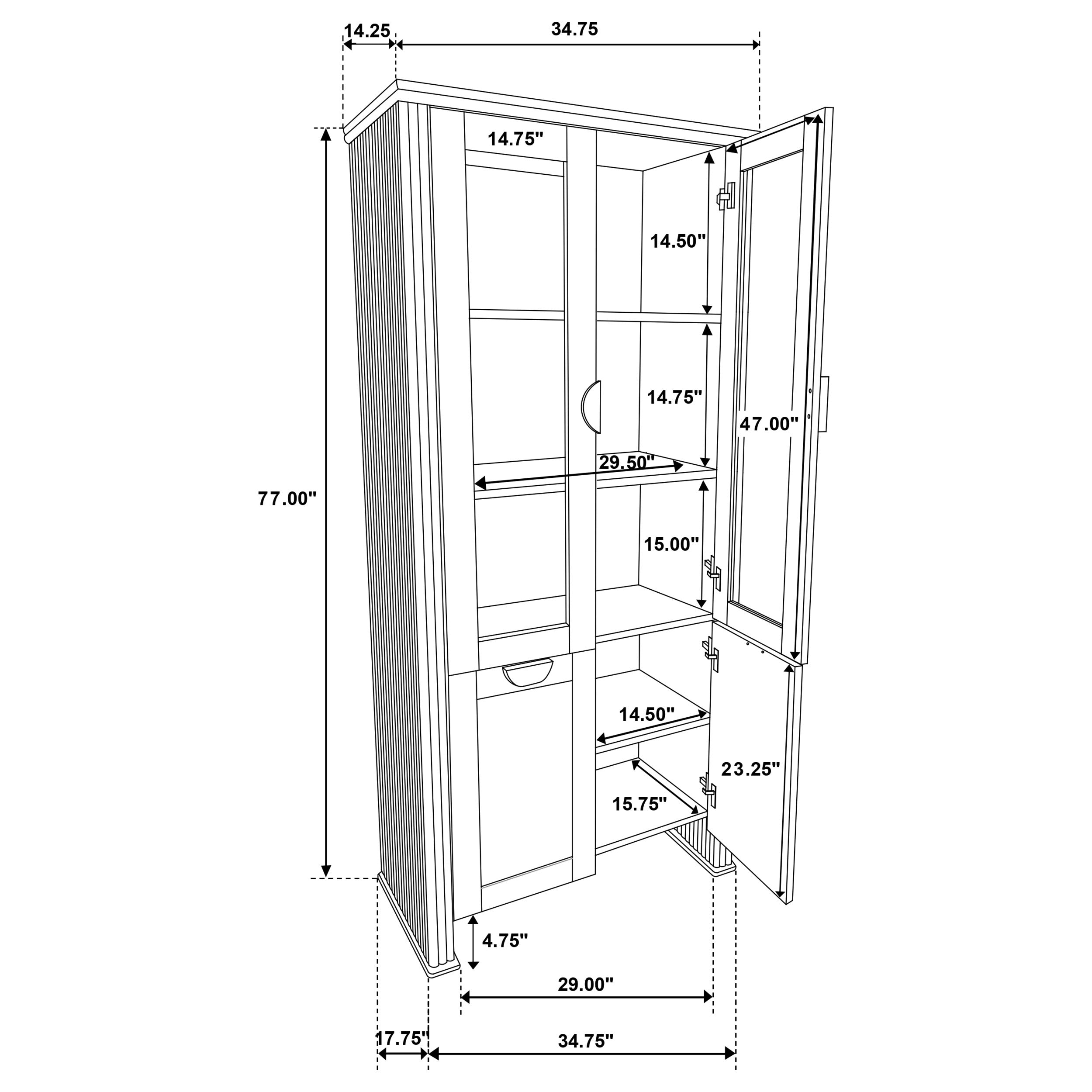 Adina 77-inch Tall Display Cabinet Distressed Light Brown-