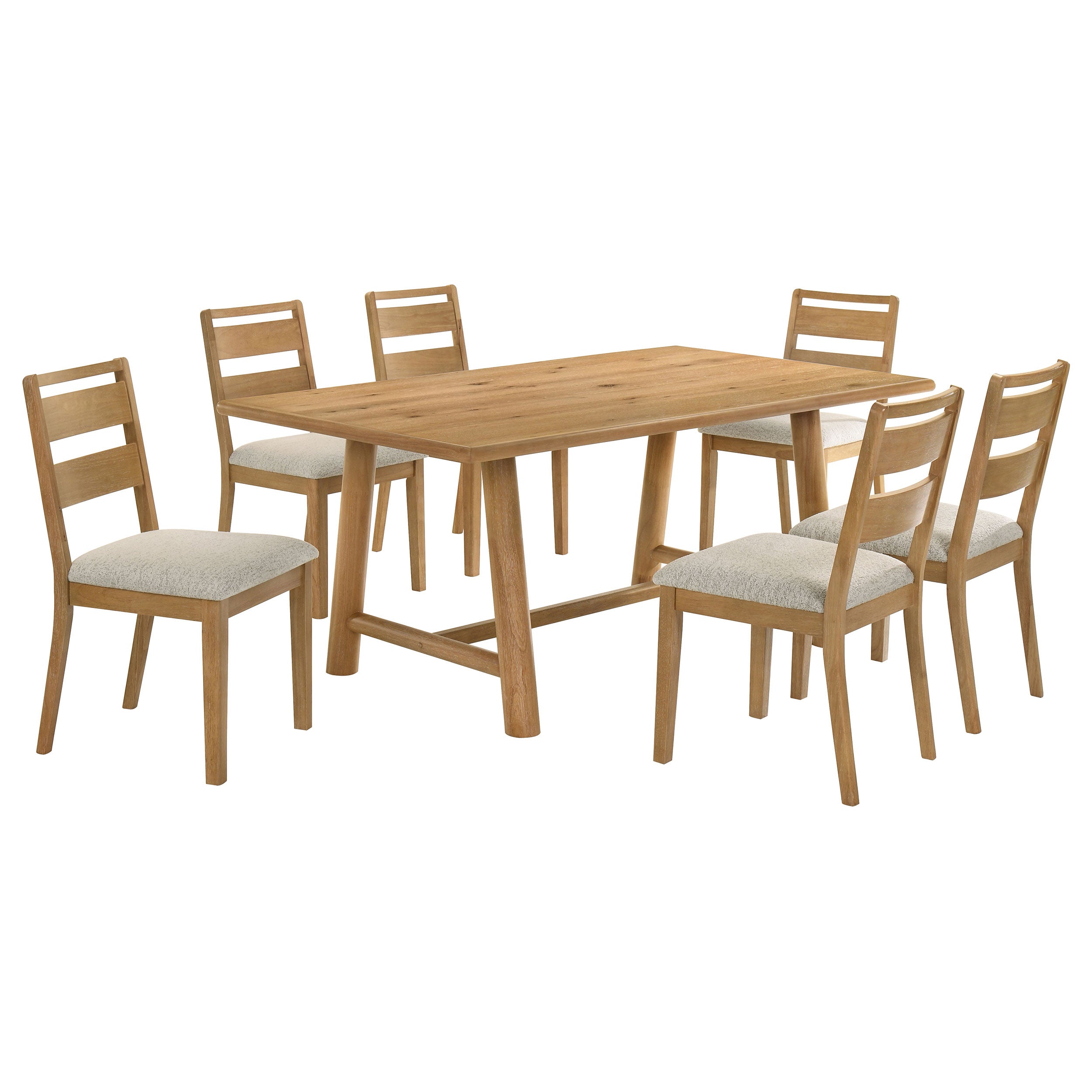Duncan 7-piece Rectangular Wood Dining Table Set Washed Oak-