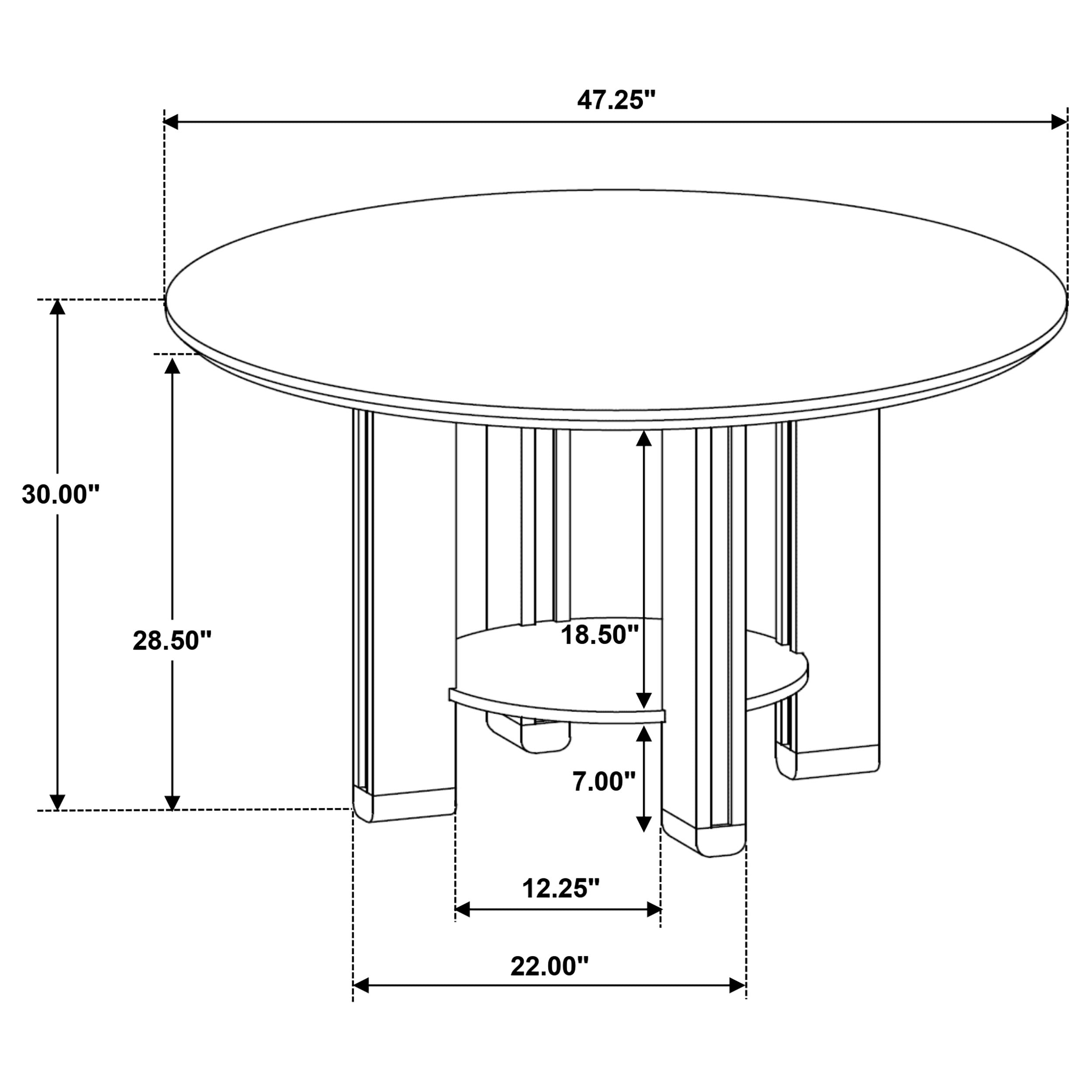 Ottowa 47-inch Round Wood Dining Table with Shelf Brown-