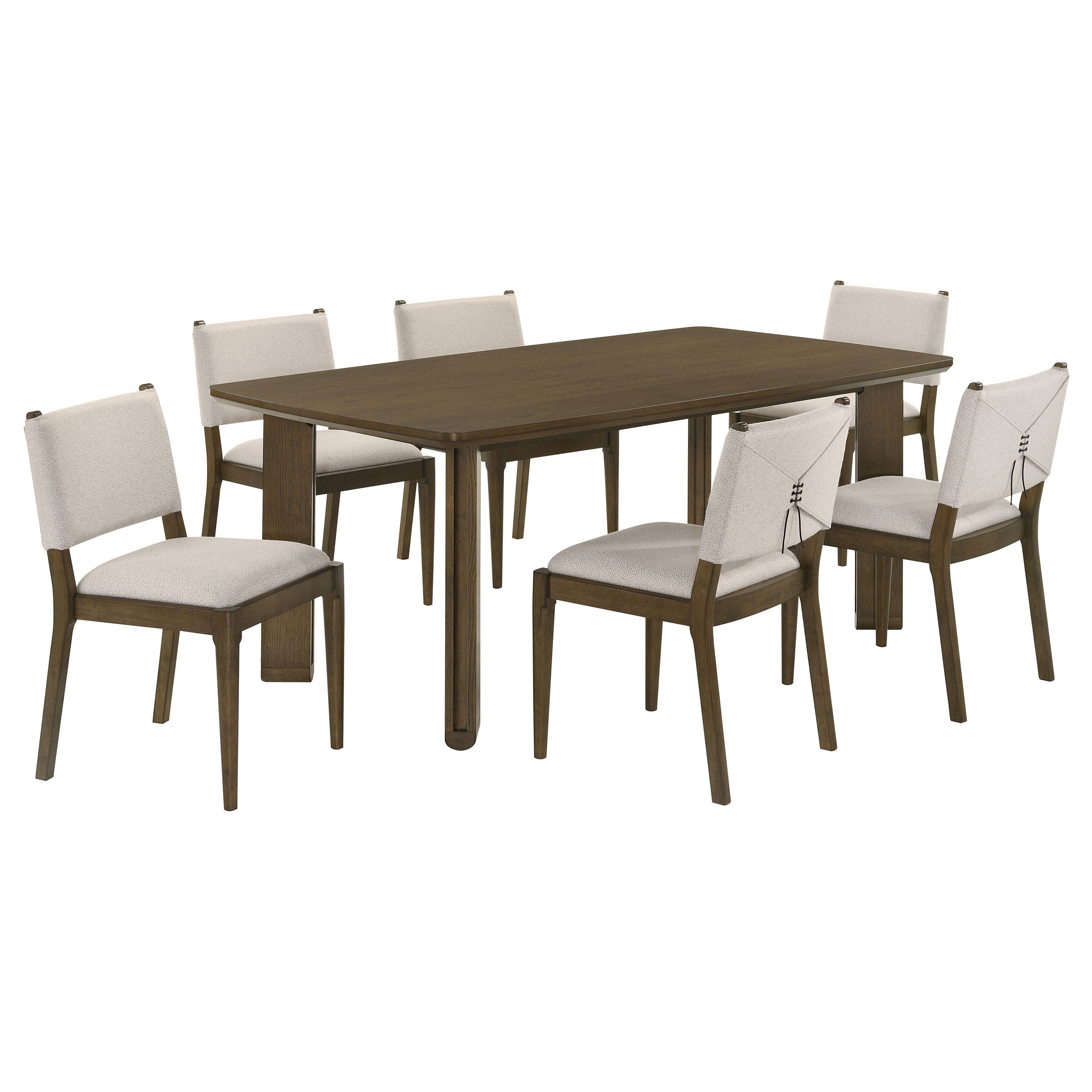 Ottowa 7-piece Rectangular Wood Dining Room Table Set Brown-