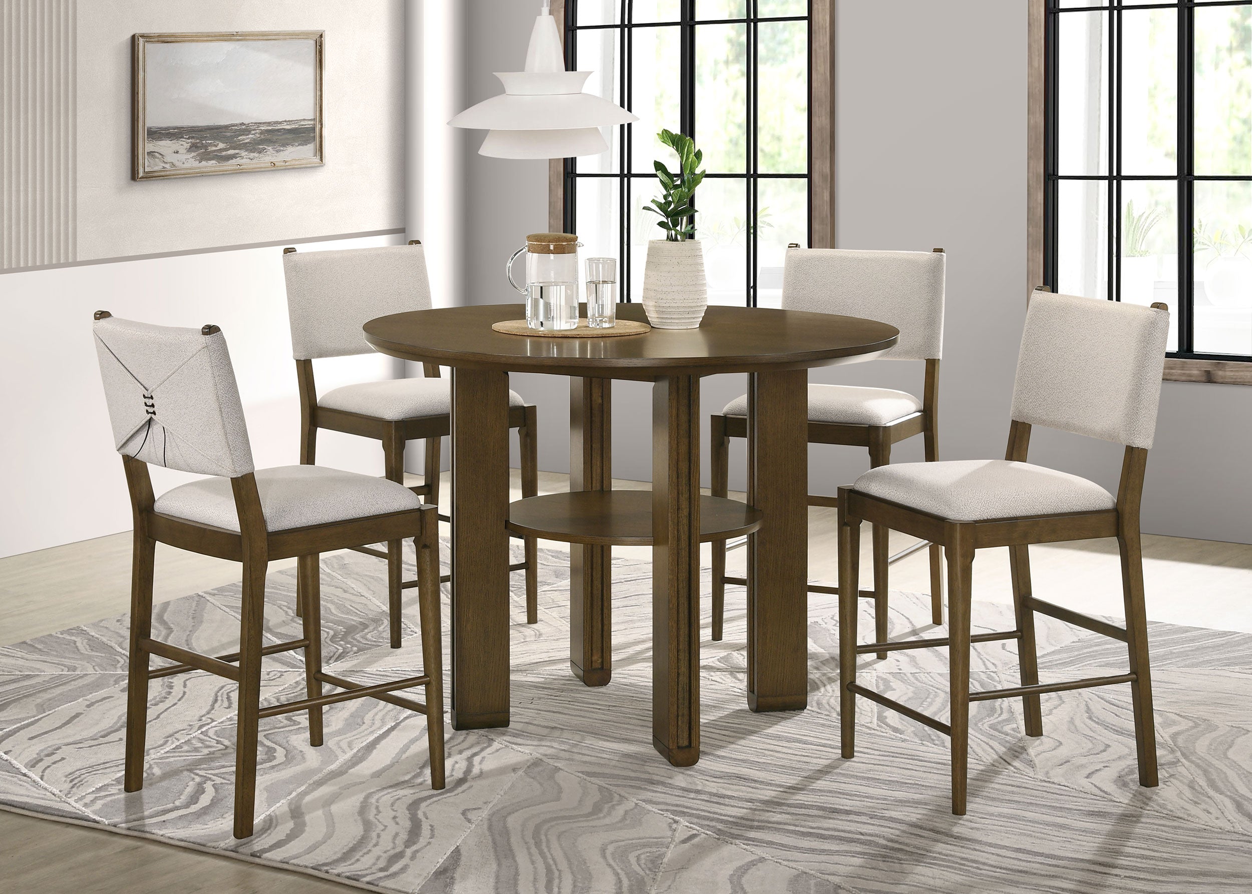 Ottowa 5-piece Round Counter Height Dining Room Set Brown-