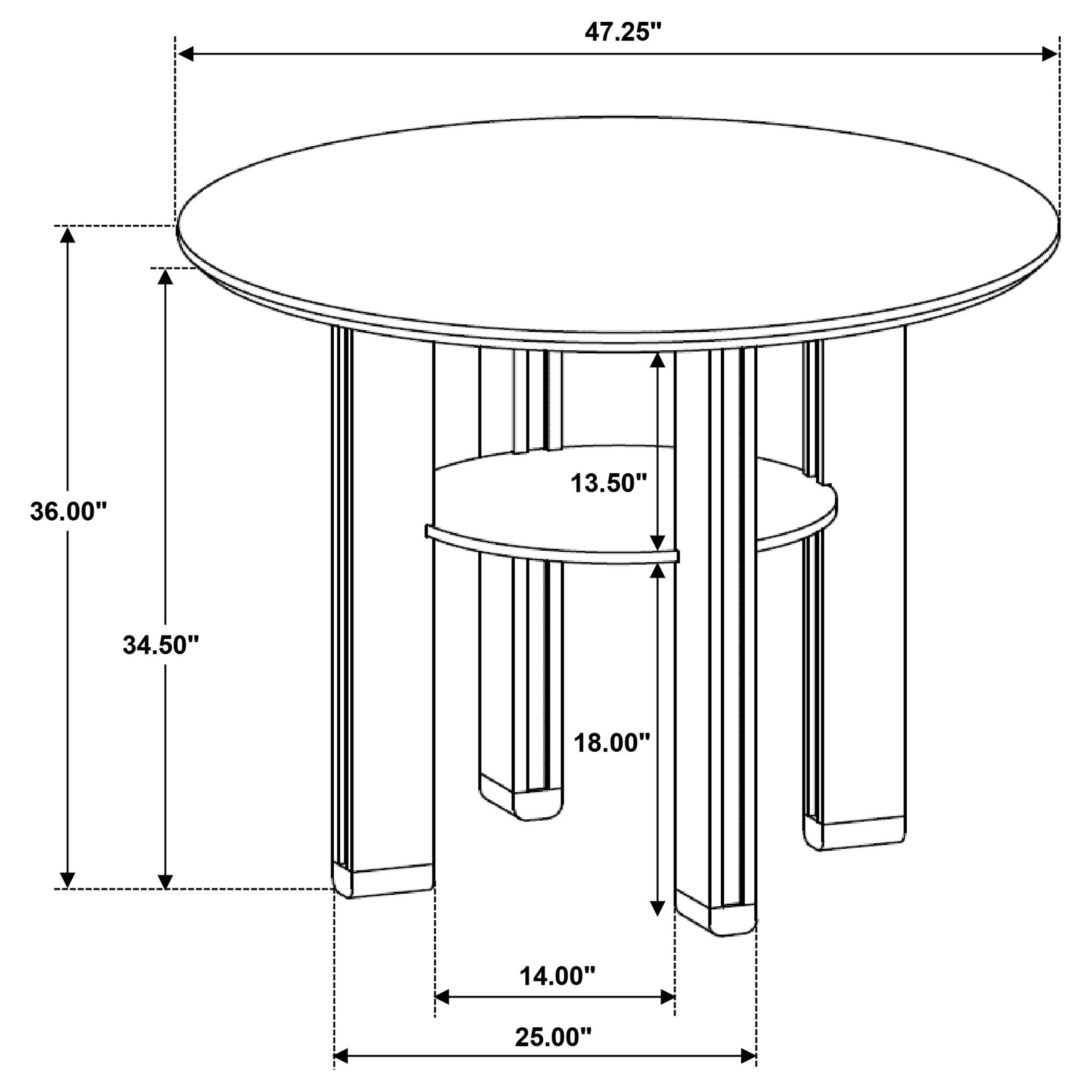 Ottowa 5-piece Round Counter Height Dining Room Set Brown-