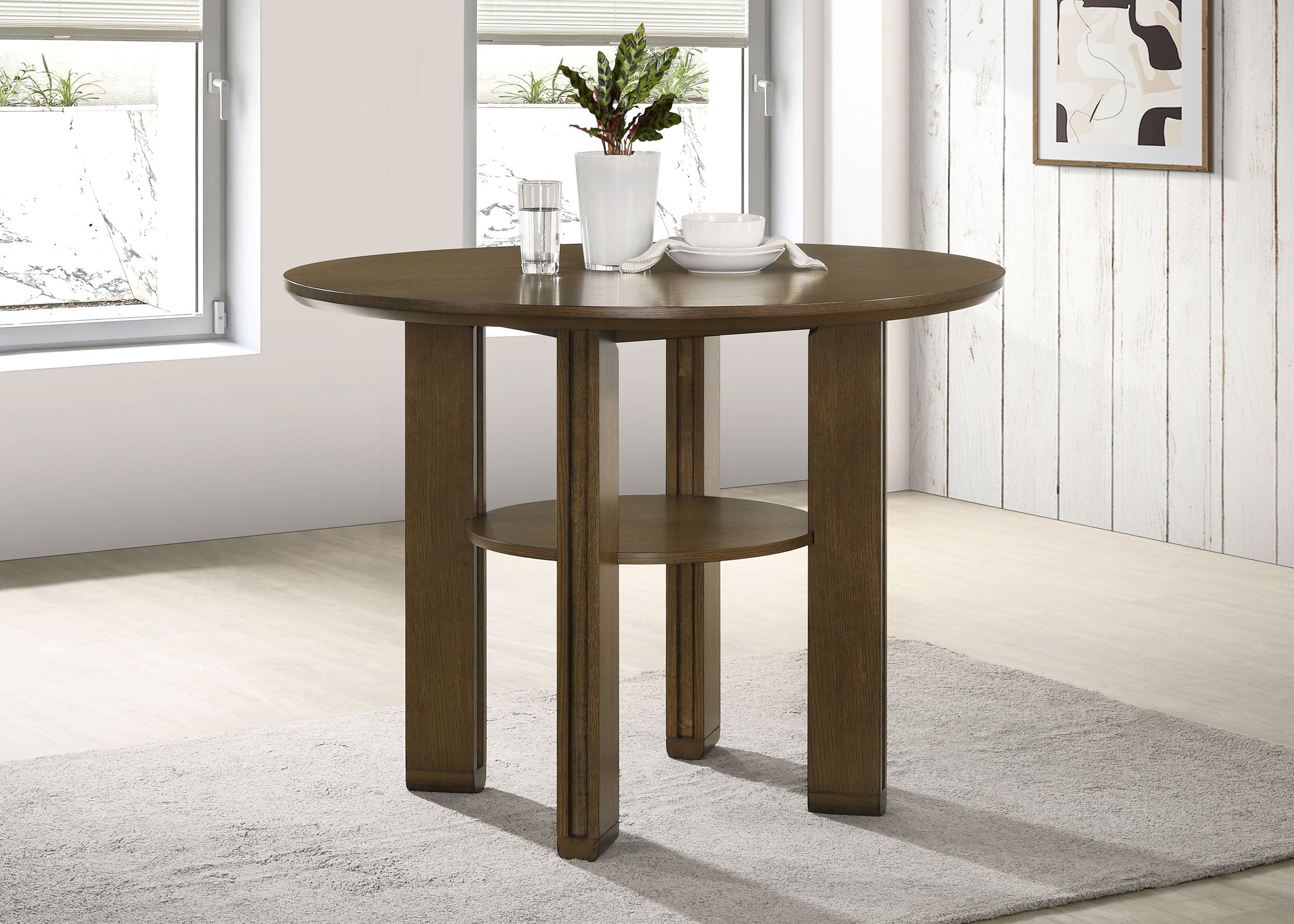 Ottowa 47-inch Round Counter Height Dining Table Brown-