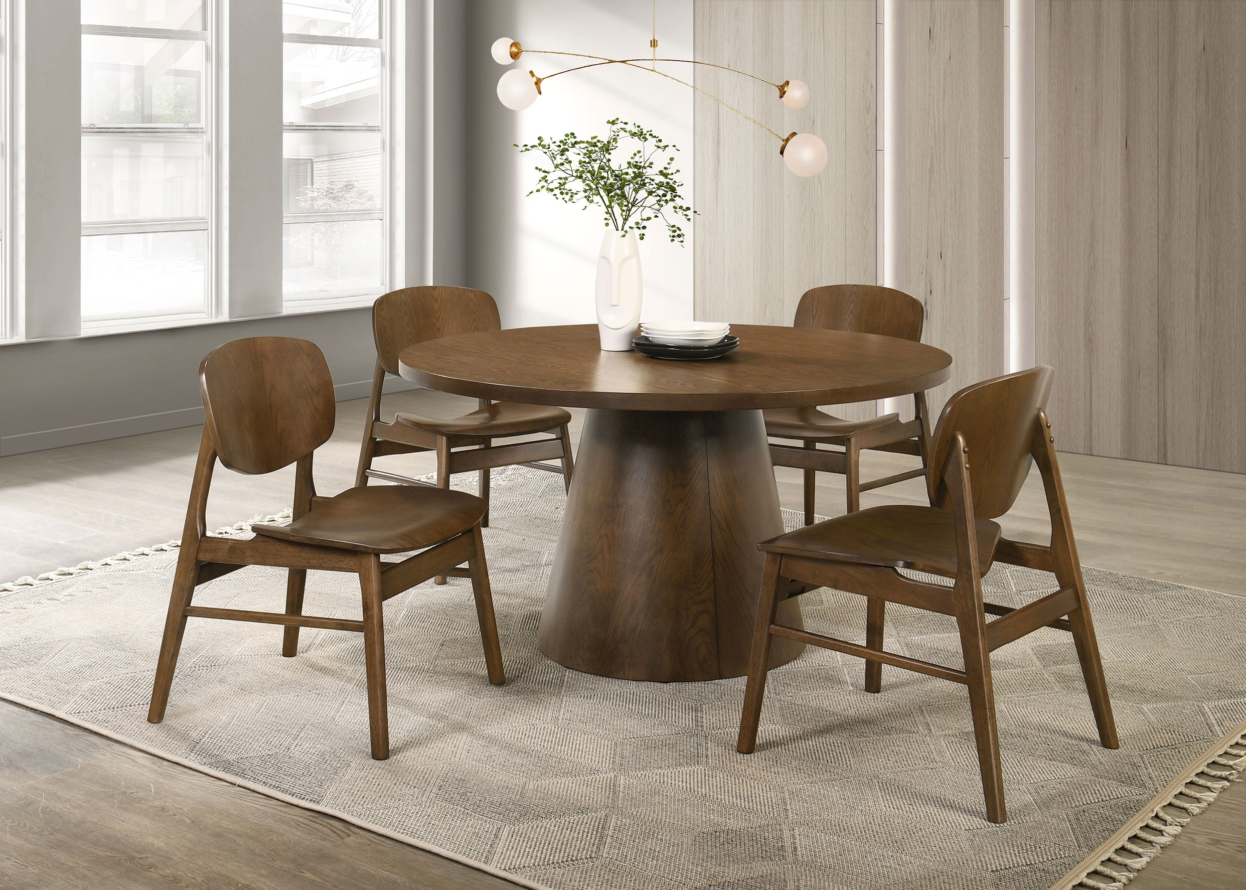 Franklin 54-inch Round Wood Pedestal Base Dining Table Dark Brown-