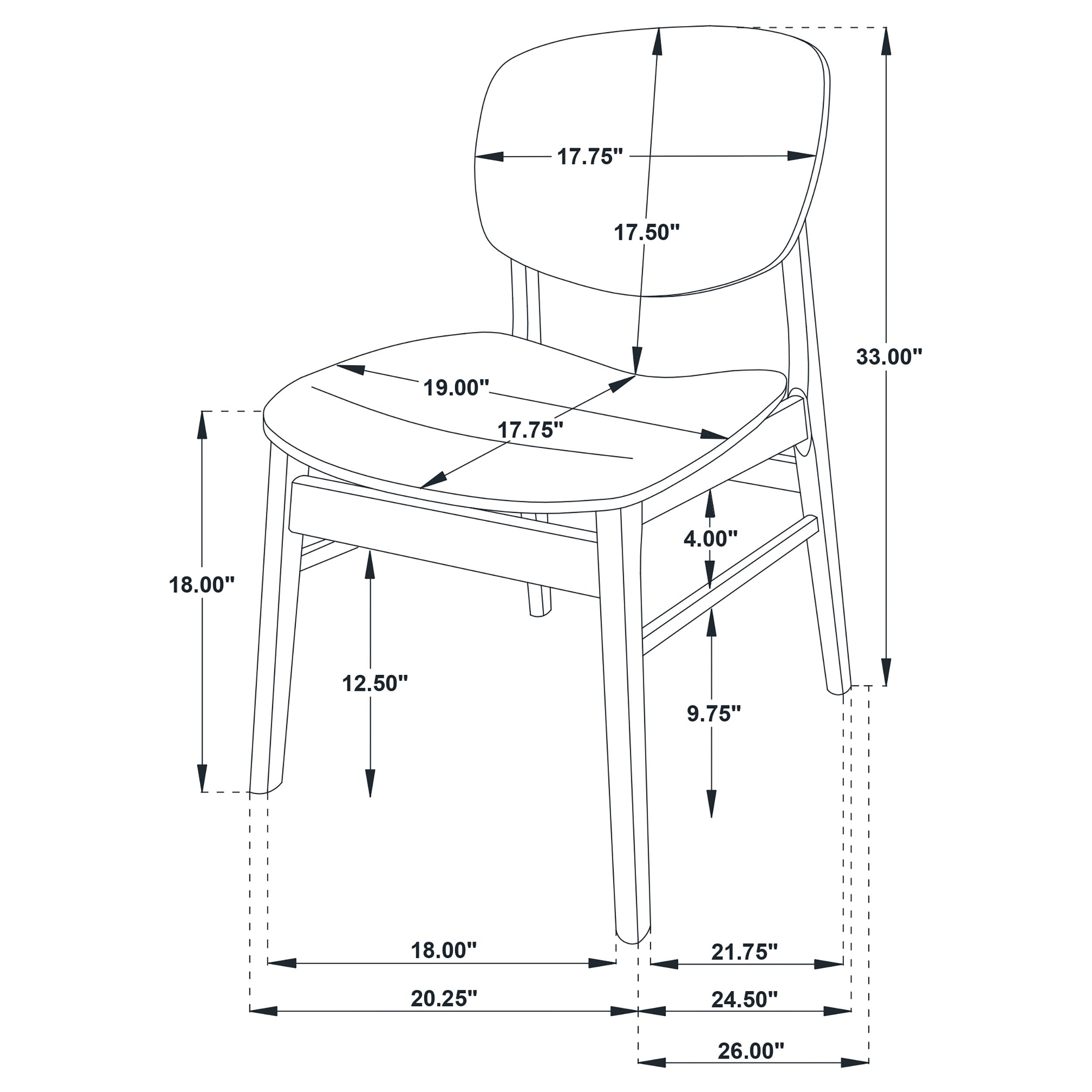 Benford Dining Side Chair Wood Seat Dark Brown (Set of 2)-