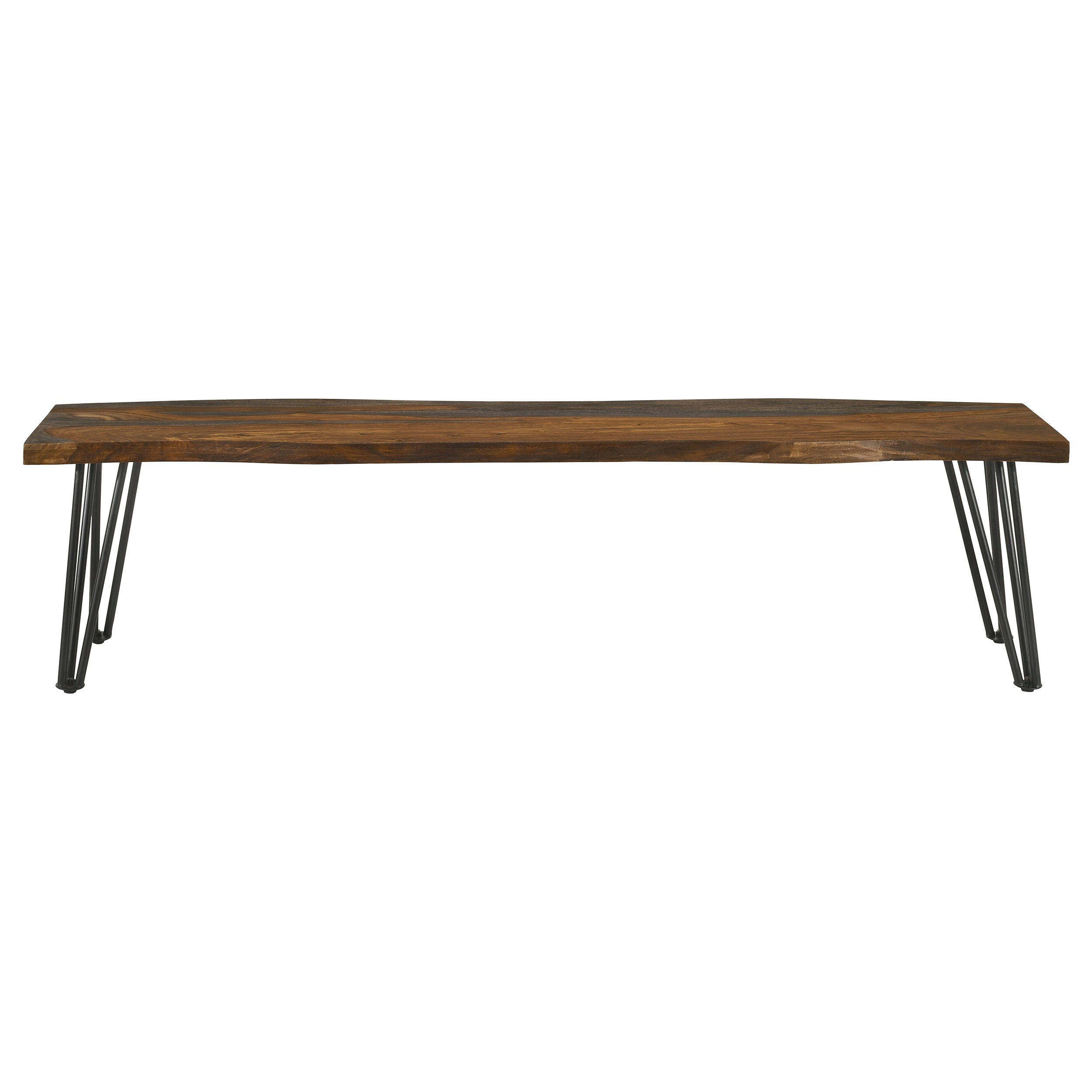 Neve Live Edge Wood Dining Bench Hairpin Legs Grey Sheesham-CoasterEssence
