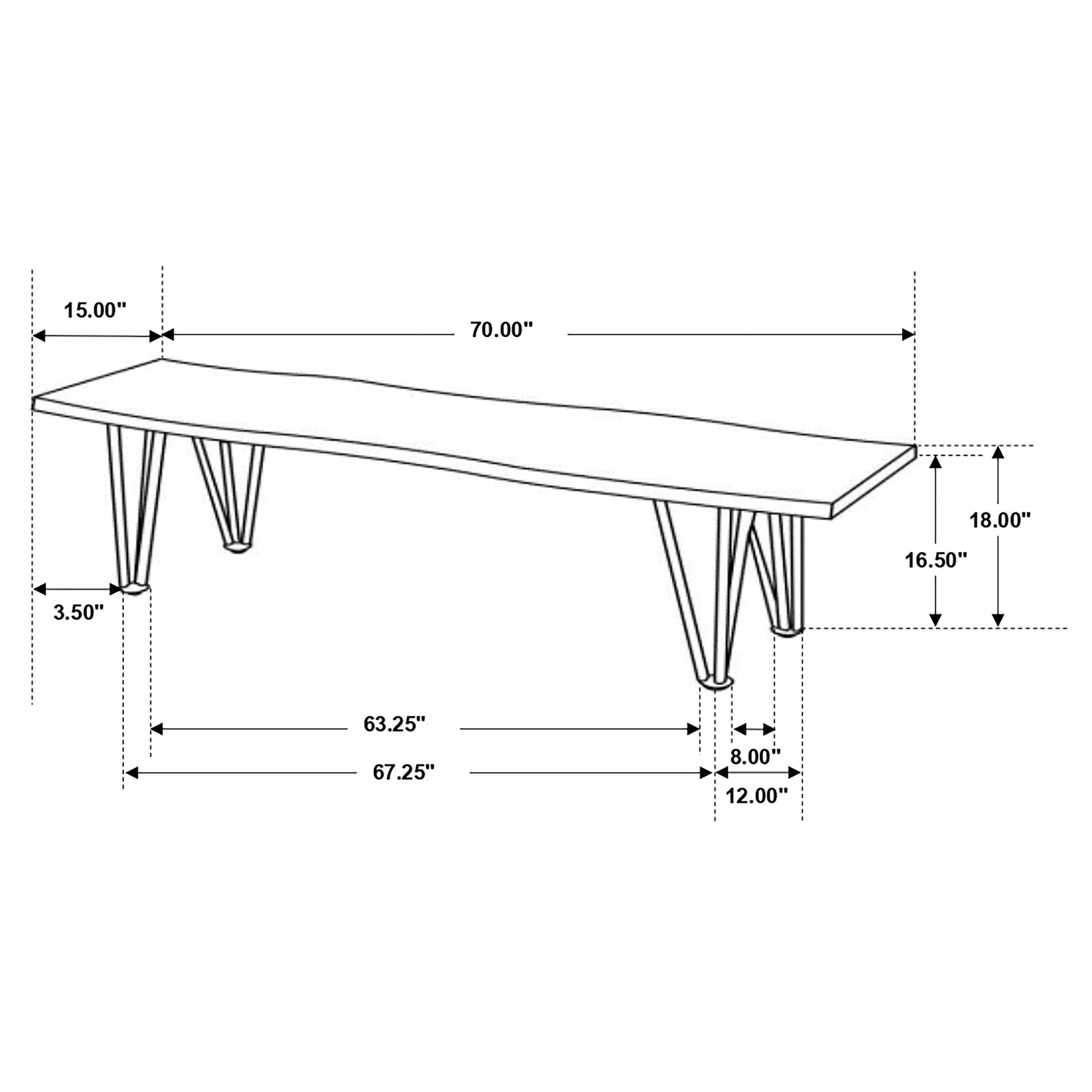 Neve Live Edge Wood Dining Bench Hairpin Legs Grey Sheesham-CoasterEssence