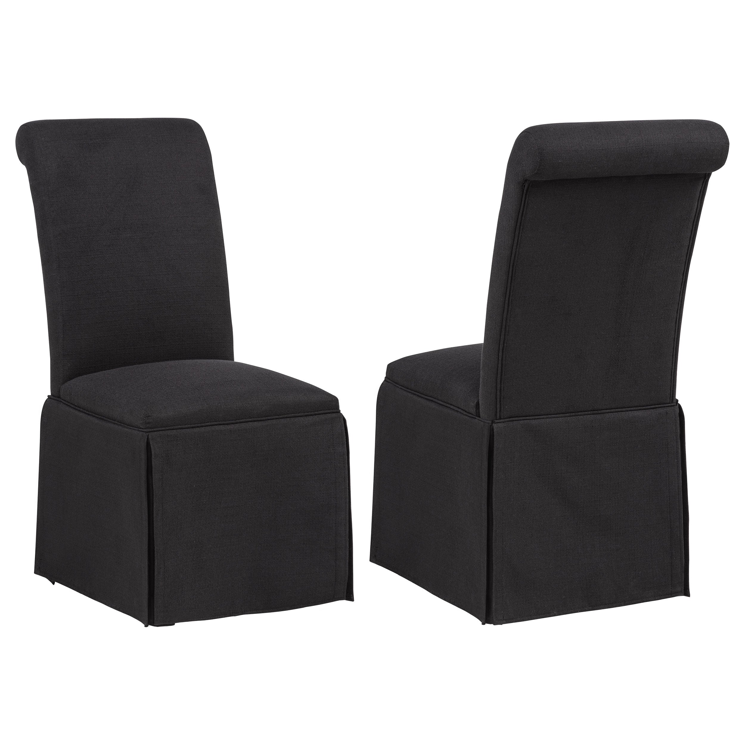Shawna Upholstered Skirted Side Chair Black (Set of 2)-