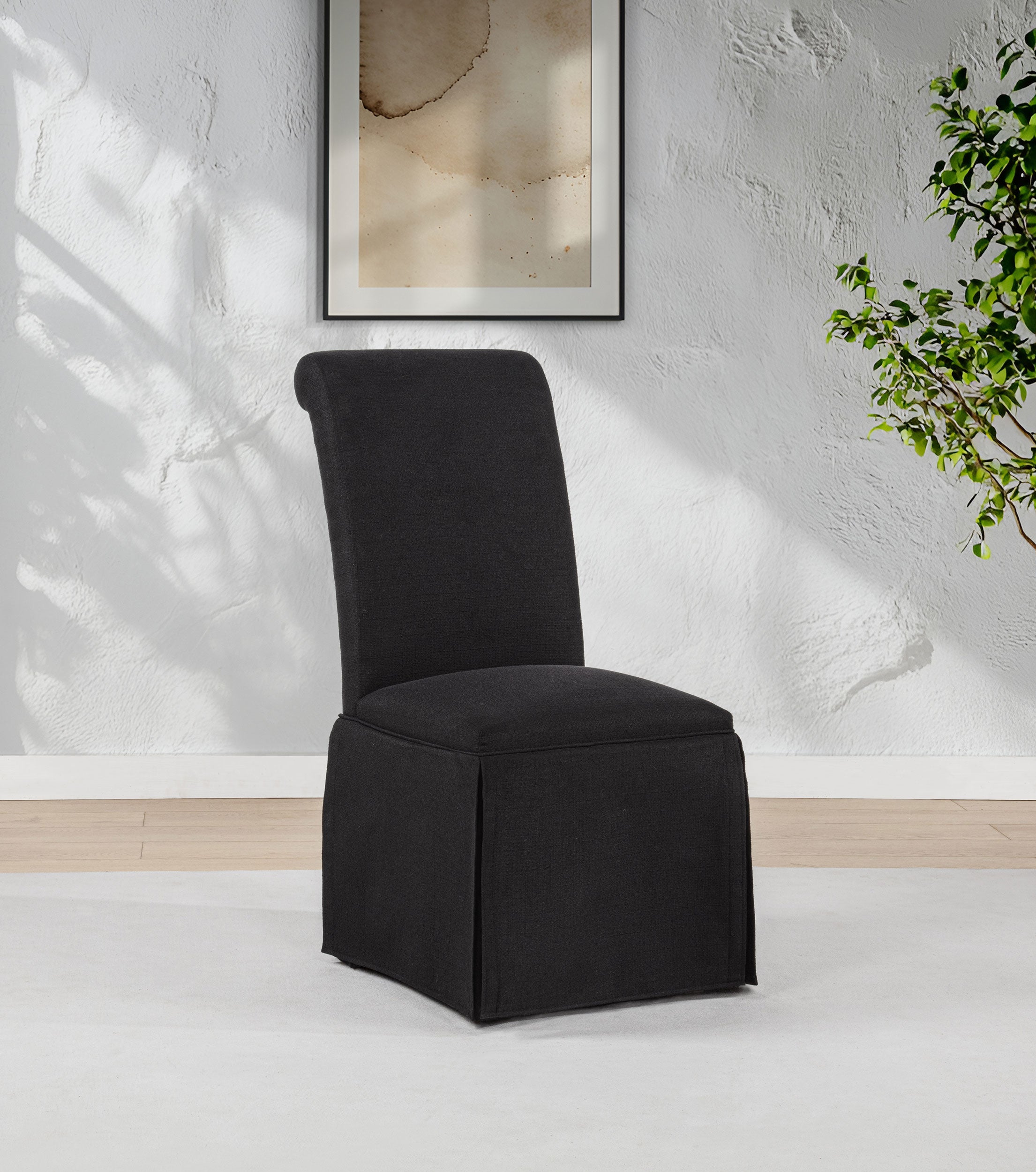 Shawna Upholstered Skirted Side Chair Black (Set of 2)-