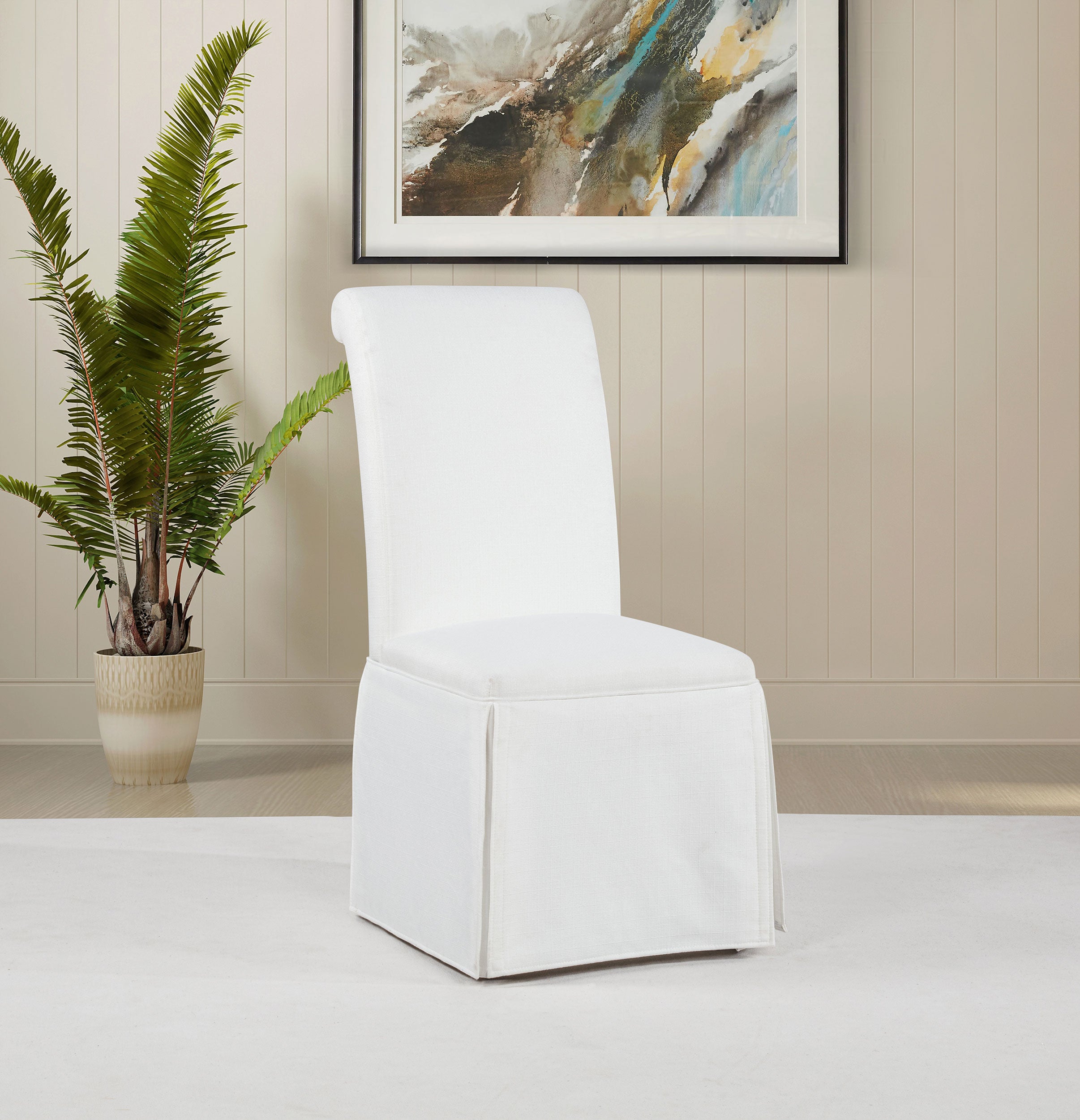 Shawna Upholstered Skirted Side Chair White (Set of 2)-