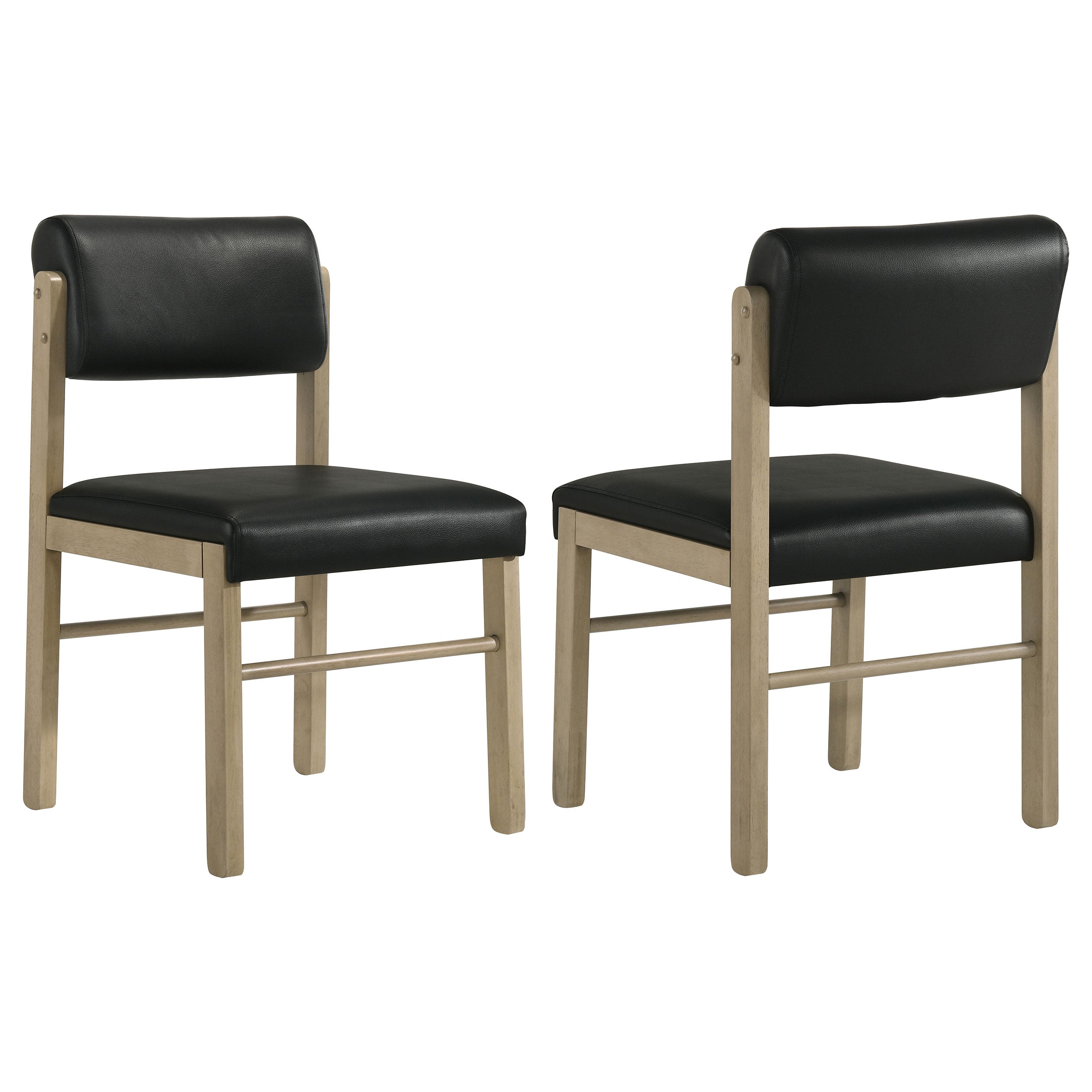 Kehoe Upholstered Dining Side Chair Black and Natural Oak (Set of 2)-