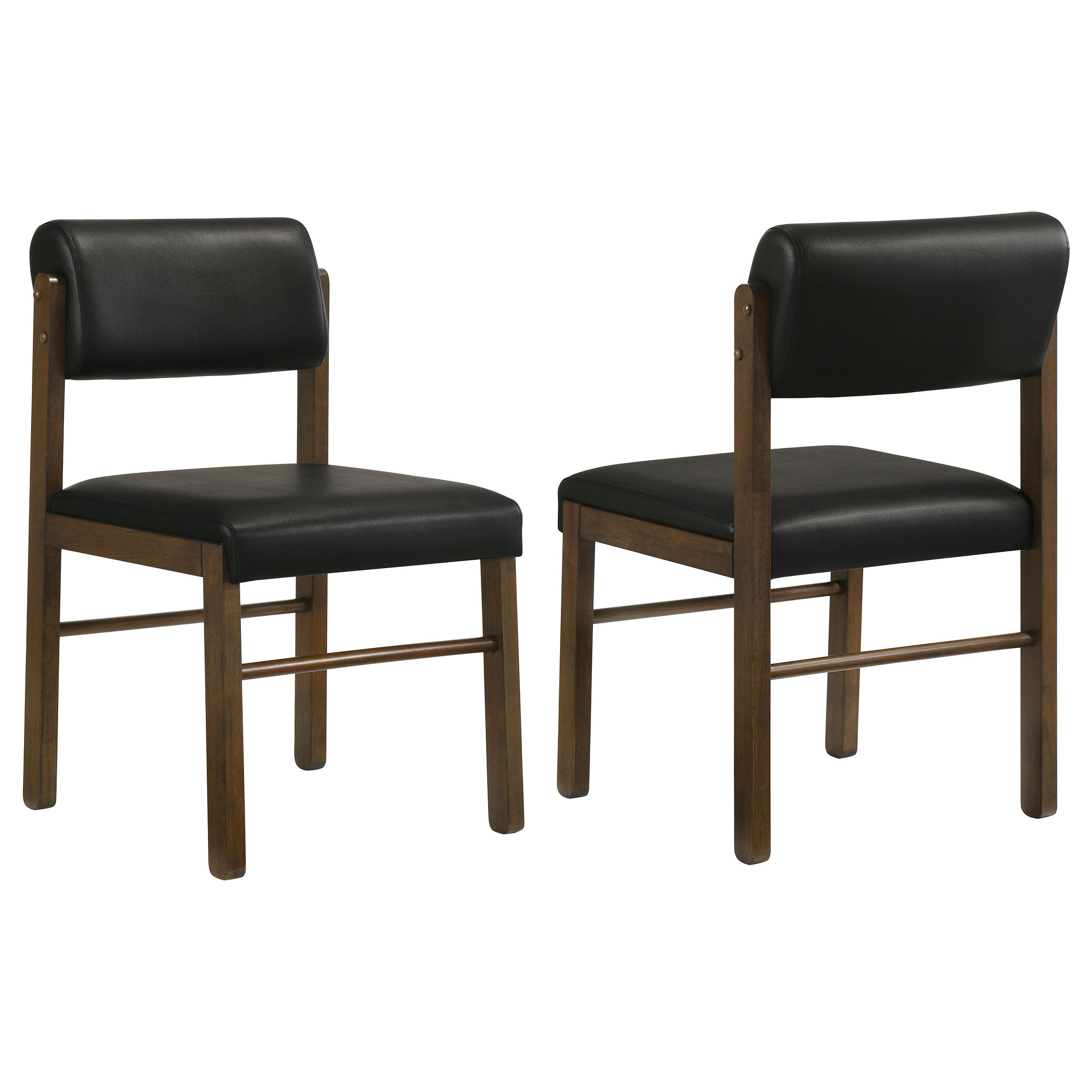 Kehoe Upholstered Dining Side Chair Black and Walnut (Set of 2)-