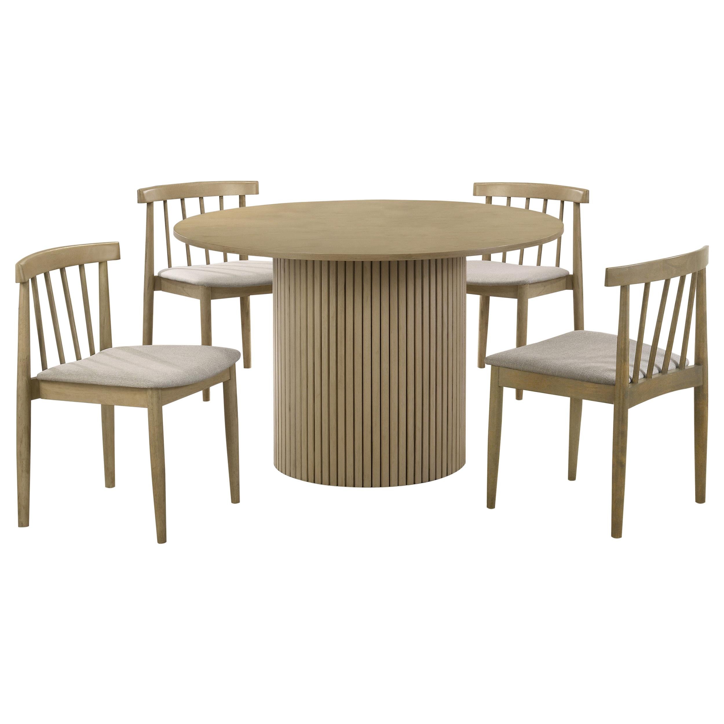 Hamlyn 43-inch Round Wood Dining Room Table Natural Oak-