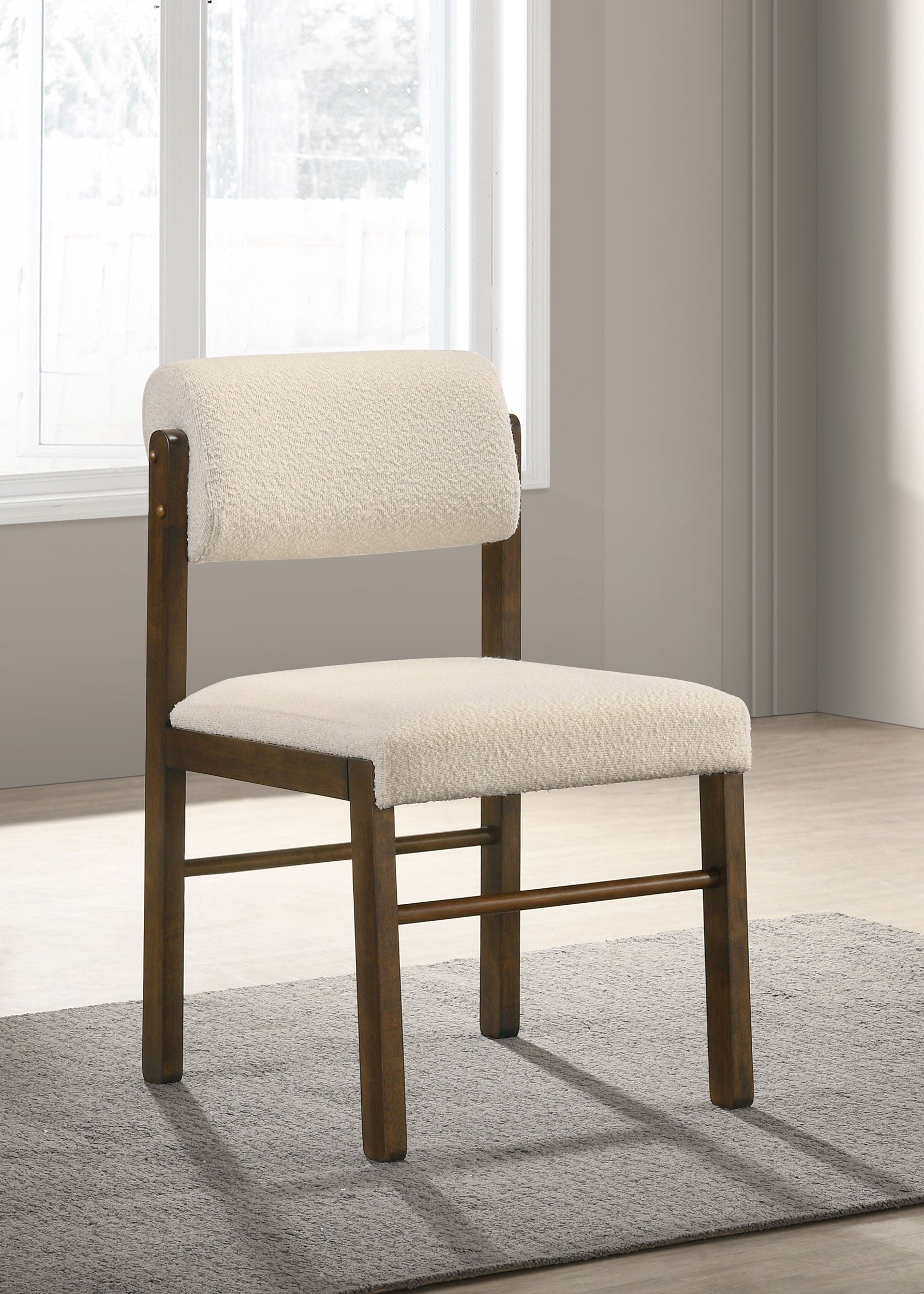 Kehoe Upholstered Dining Side Chair Cream and Walnut (Set of 2)-