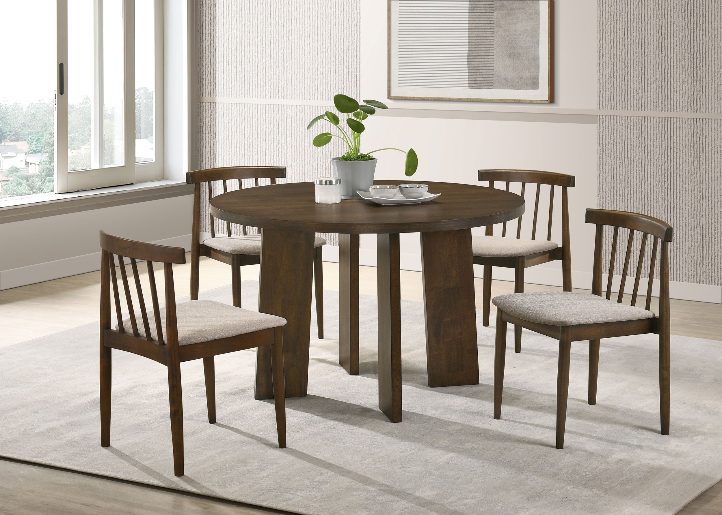 Strouse 5-piece Dining Set Wheat and Walnut-Coaster