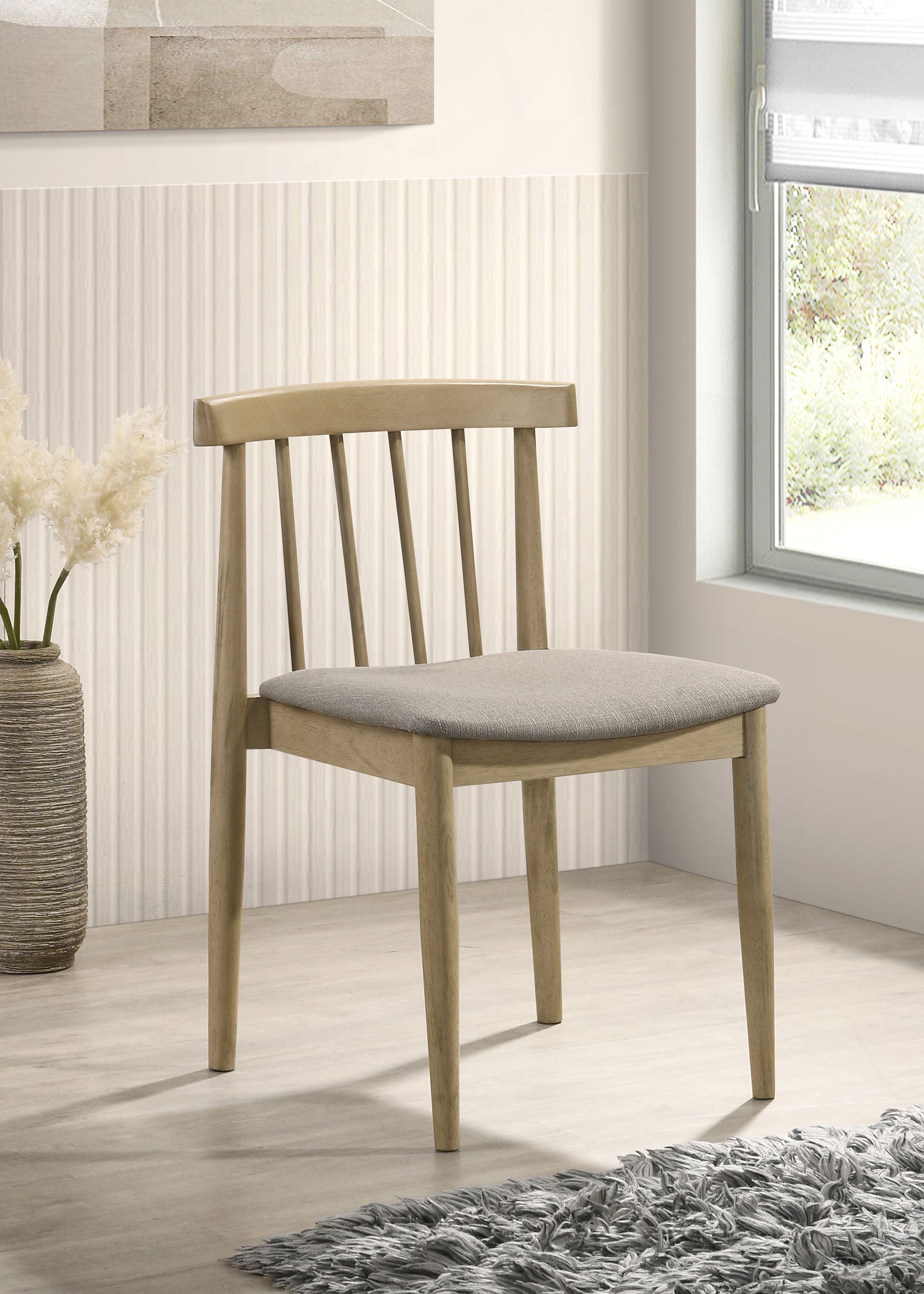 Cullen Dining Side Chair Upholstered Seat Natural Oak (Set of 2)-