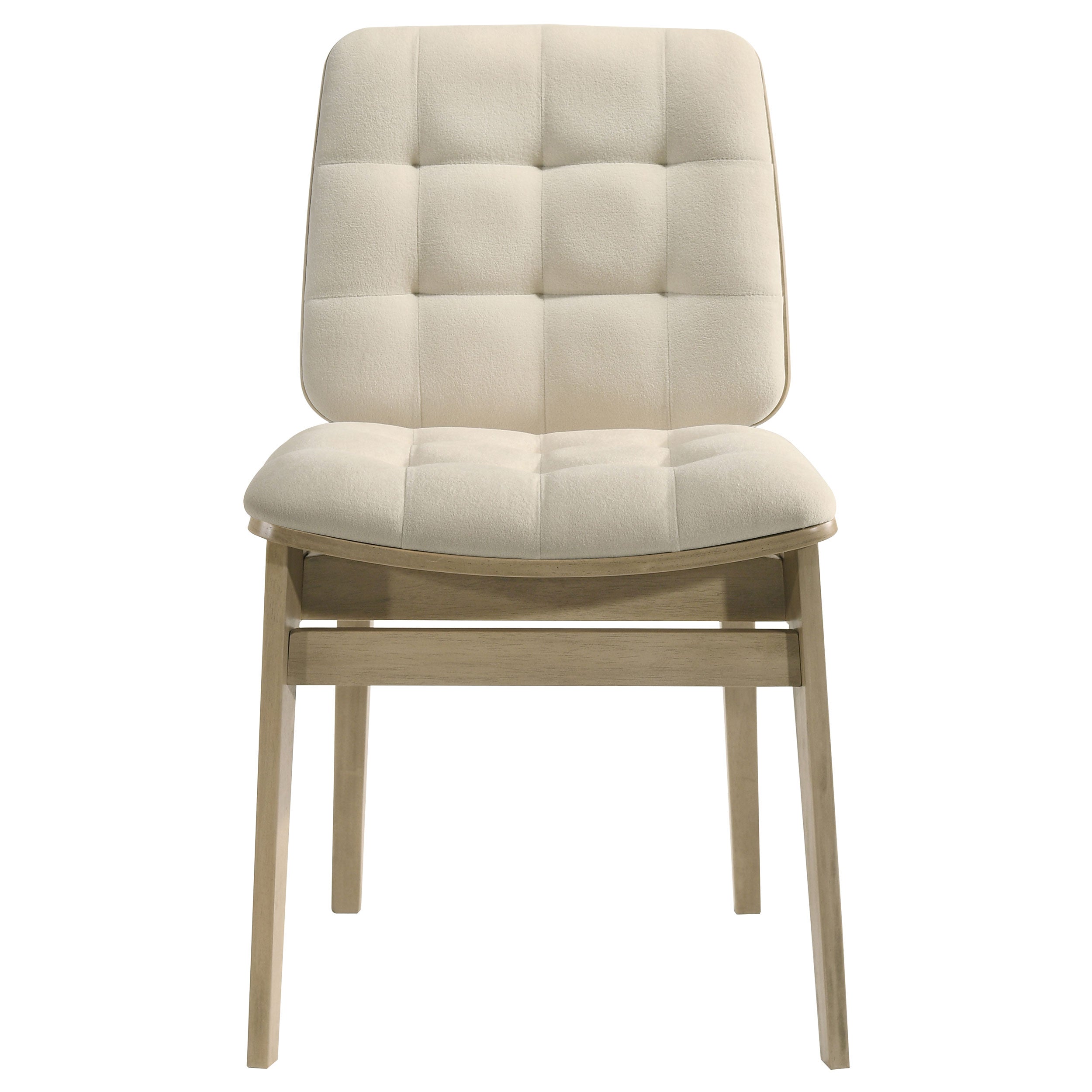 Redbridge Velvet Upholstered Side Chair Cream and Natural Oak (Set of 2)-