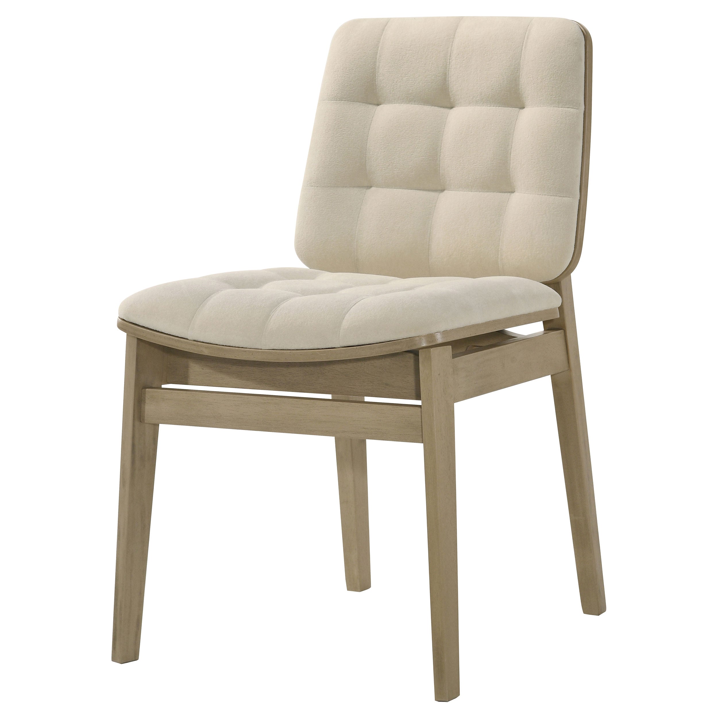 Redbridge Velvet Upholstered Side Chair Cream and Natural Oak (Set of 2)-