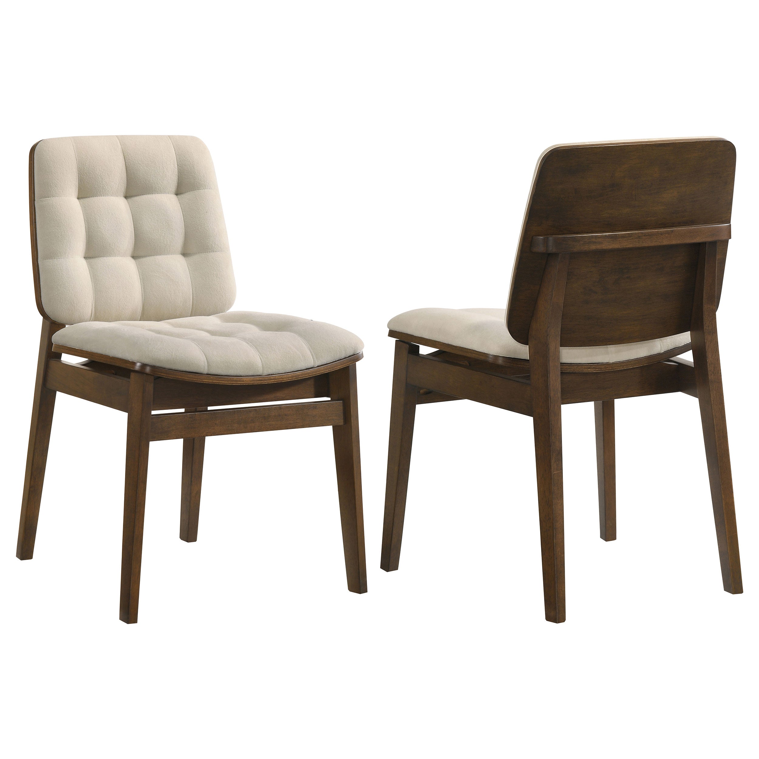 Redbridge Velvet Upholstered Side Chair Cream and Walnut (Set of 2)-