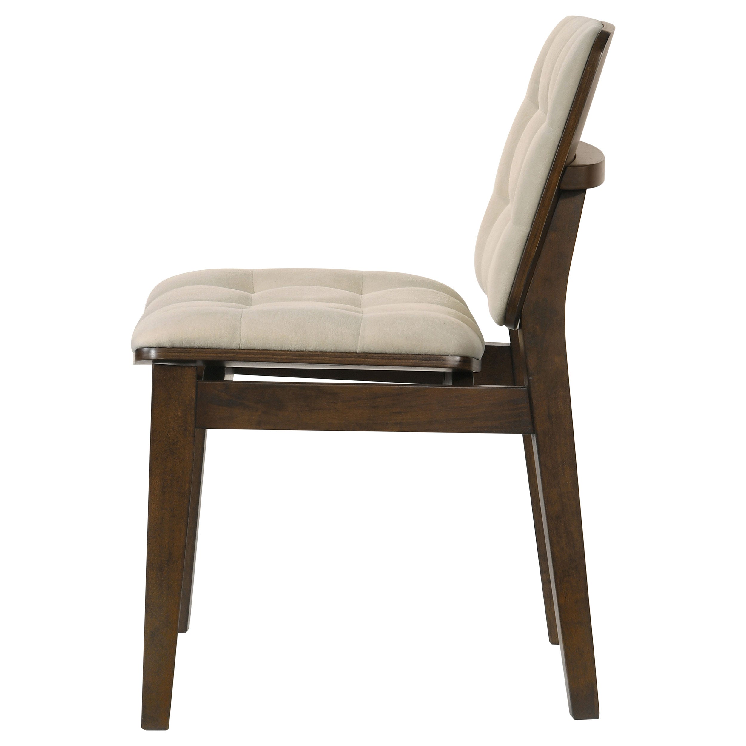 Redbridge Velvet Upholstered Side Chair Cream and Walnut (Set of 2)-