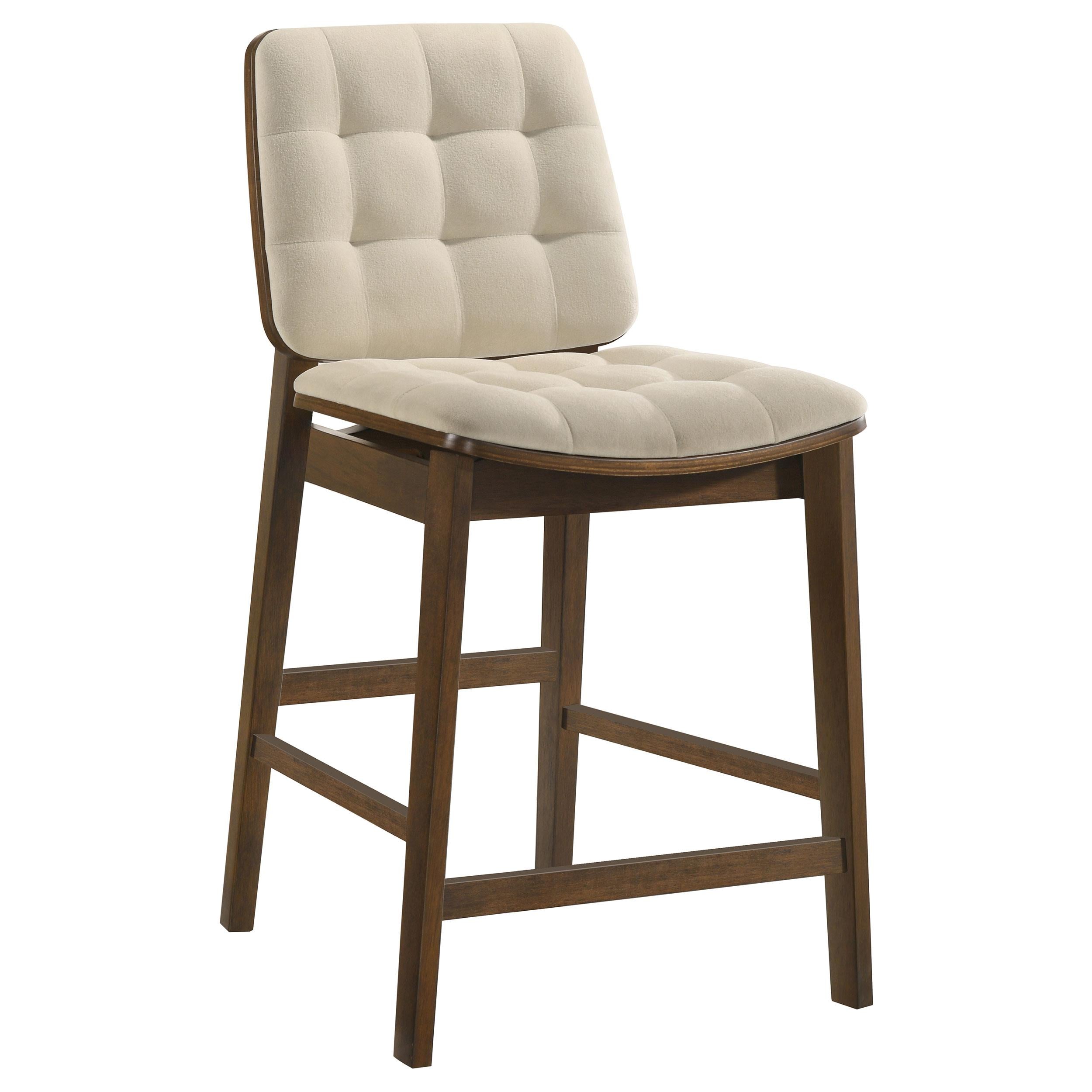 Redbridge Velvet Upholstered Counter Chair Cream and Walnut (Set of 2)-