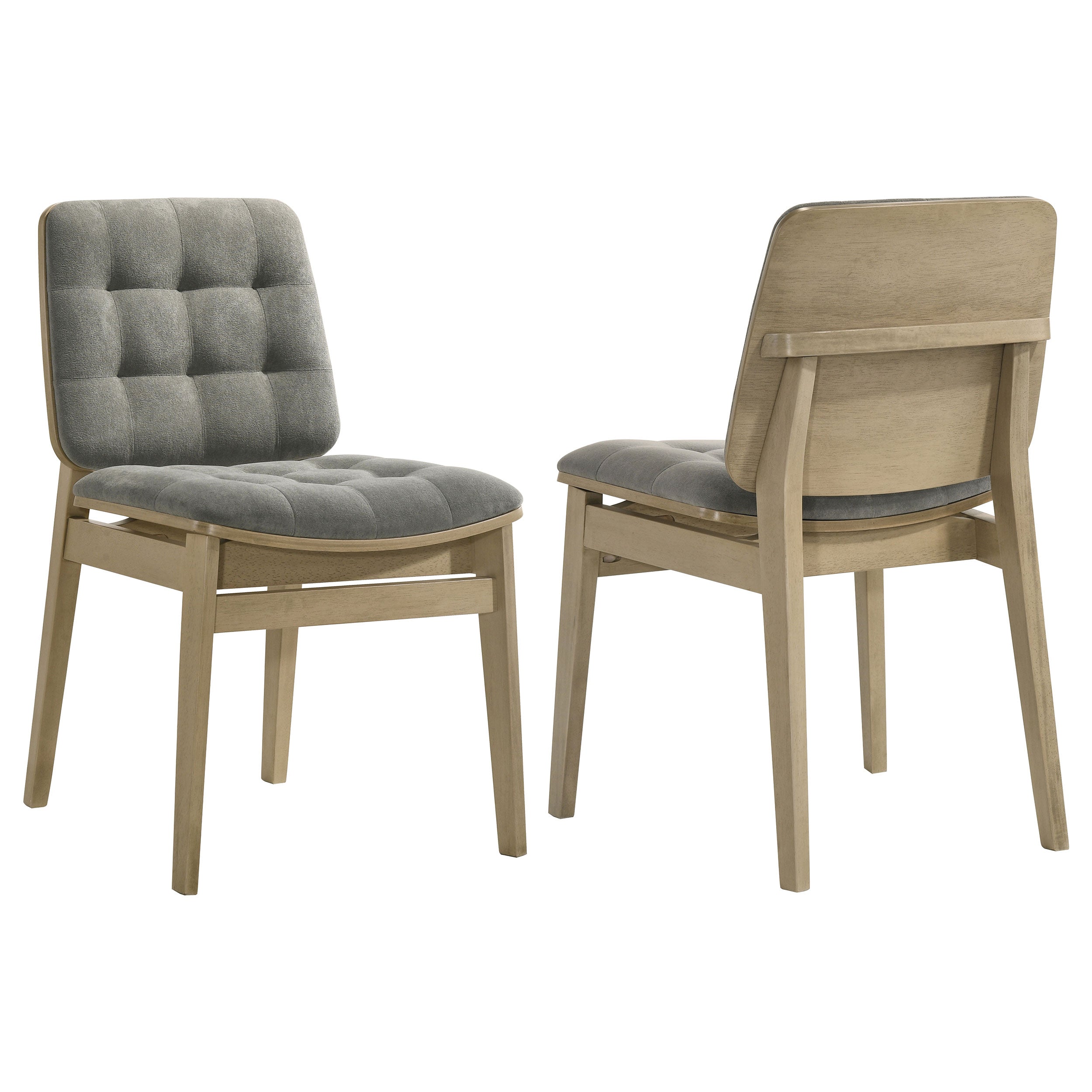 Redbridge Velvet Upholstered Side Chair Grey and Natural Oak (Set of 2)-