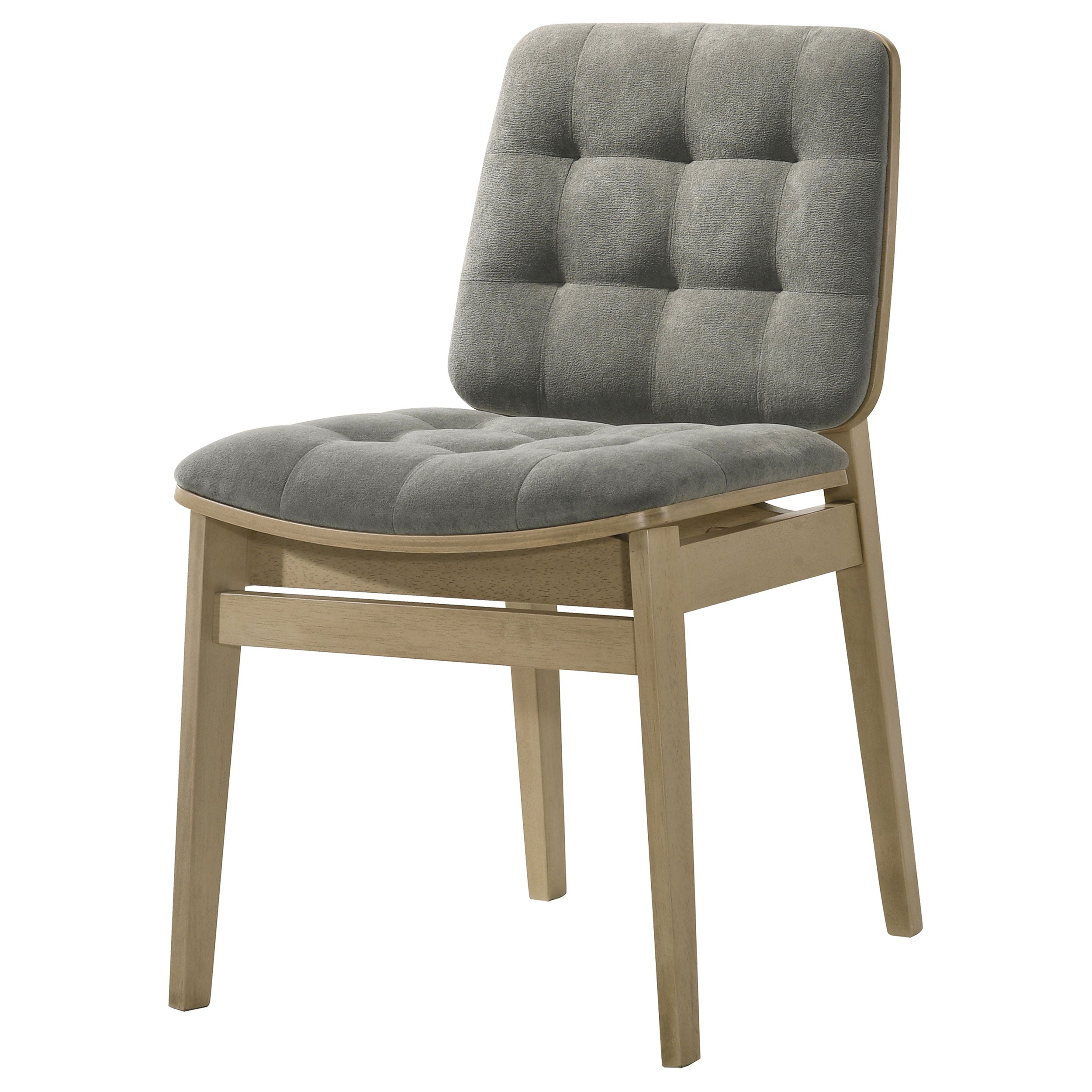 Redbridge Velvet Upholstered Side Chair Grey and Natural Oak (Set of 2)-