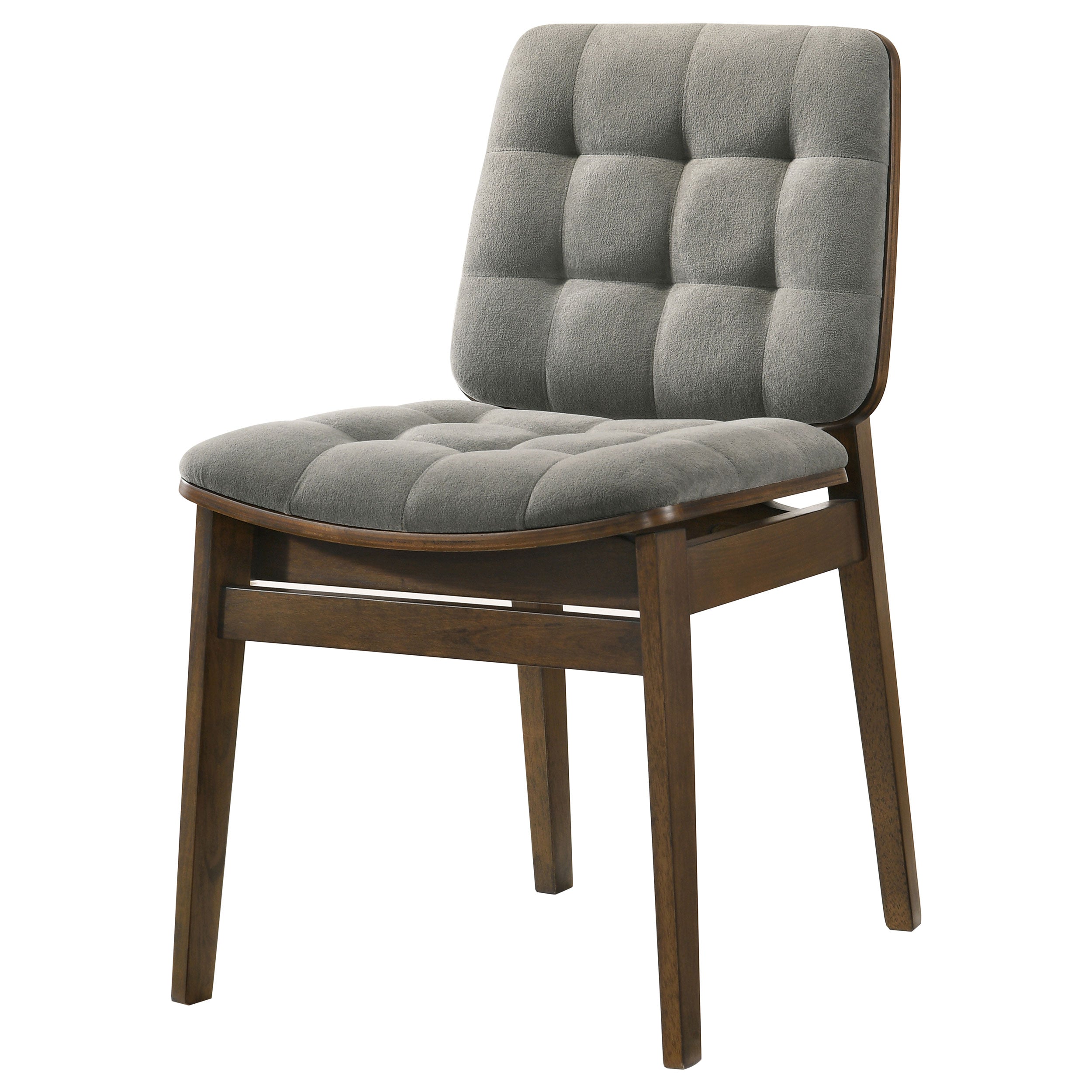 Redbridge Velvet Upholstered Side Chair Grey and Walnut (Set of 2)-