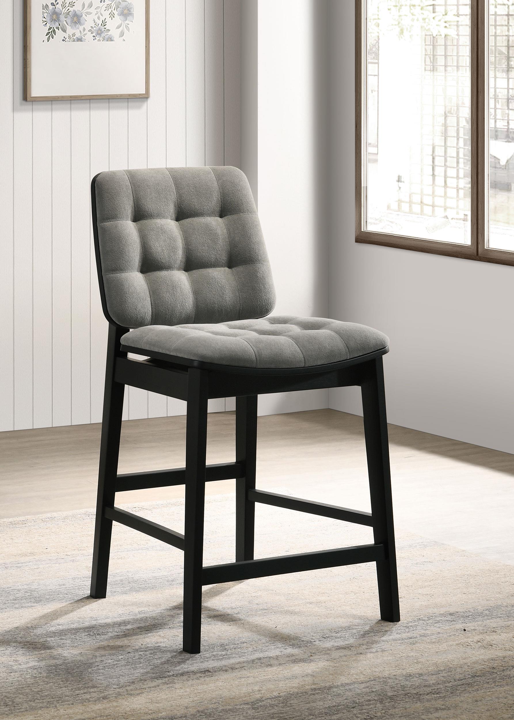 Redbridge Velvet Upholstered Counter Chair Grey and Black (Set of 2)-