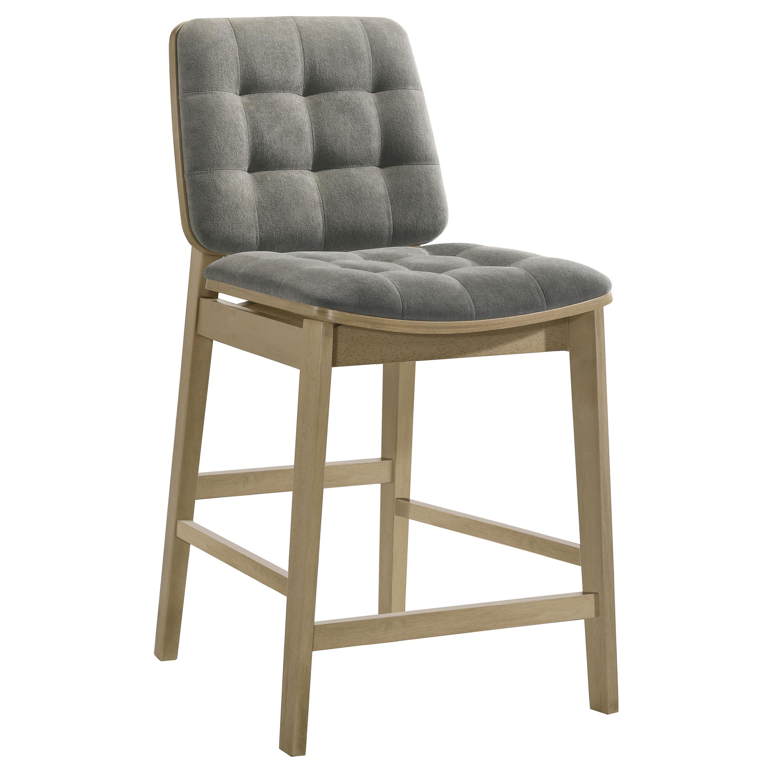 Redbridge Velvet Upholstered Counter Chair Grey and Natural Oak (Set of 2)-